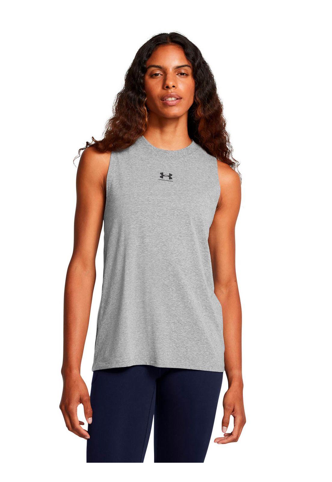 Polera sin mangas Lifestyle  mujer Rival Muscle gris -3