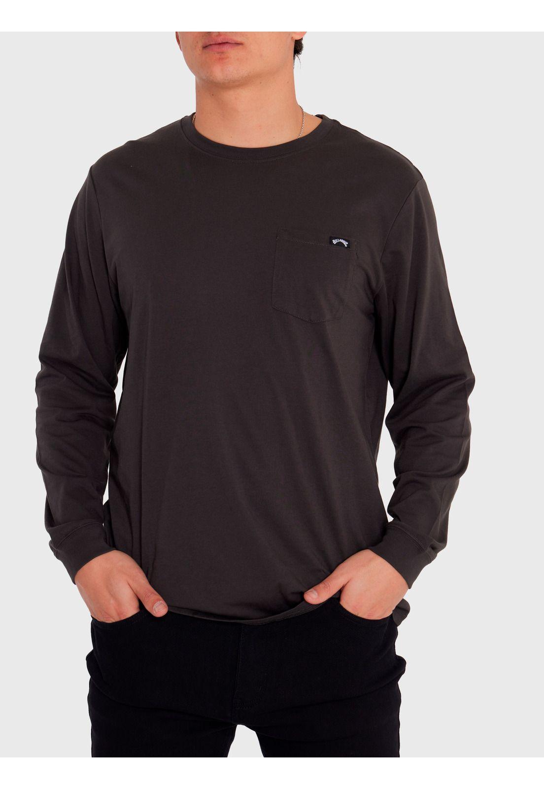 Polera M/L Hombre Essential Pocket Gris-1
