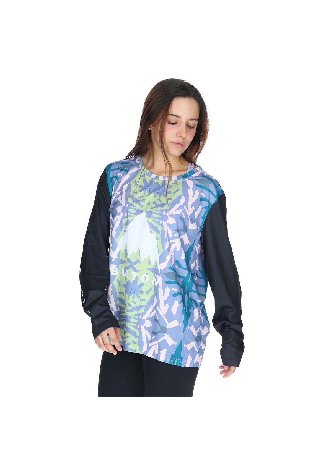 Polera Manga Larga Mtb Half Printd Celeste Mujer-1