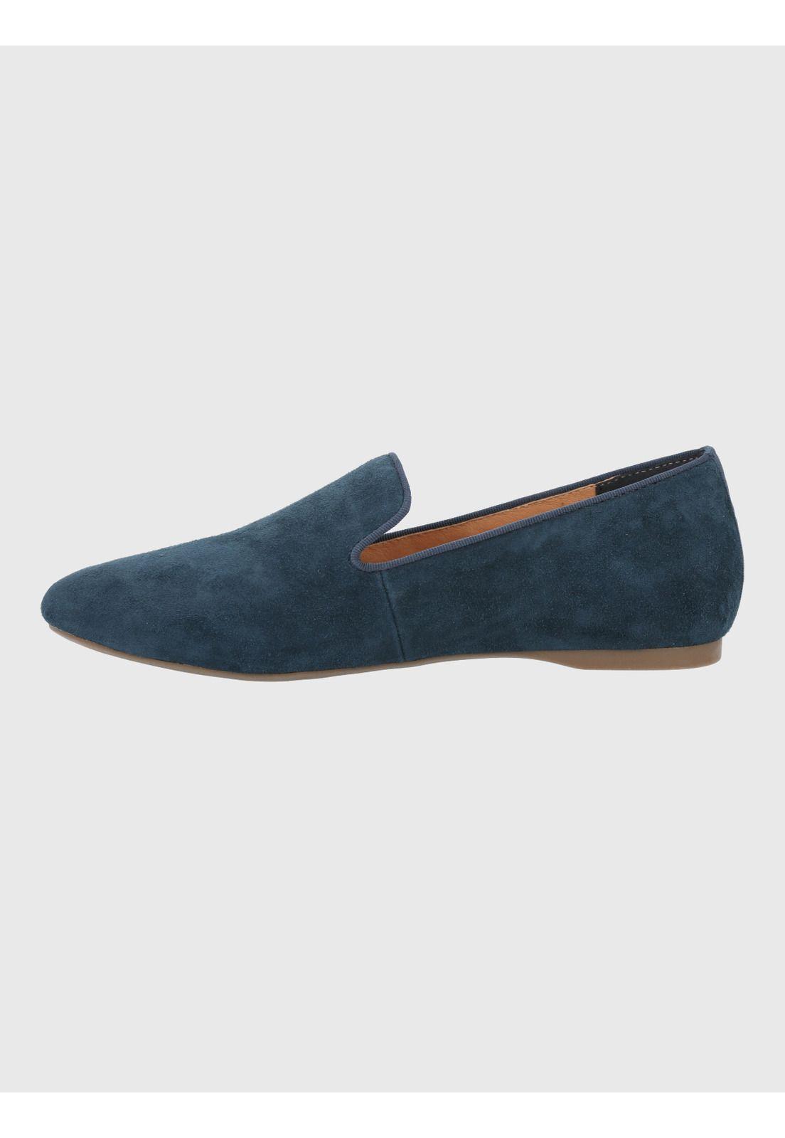 Mocasin Cuero Mujer Oda Azul-5