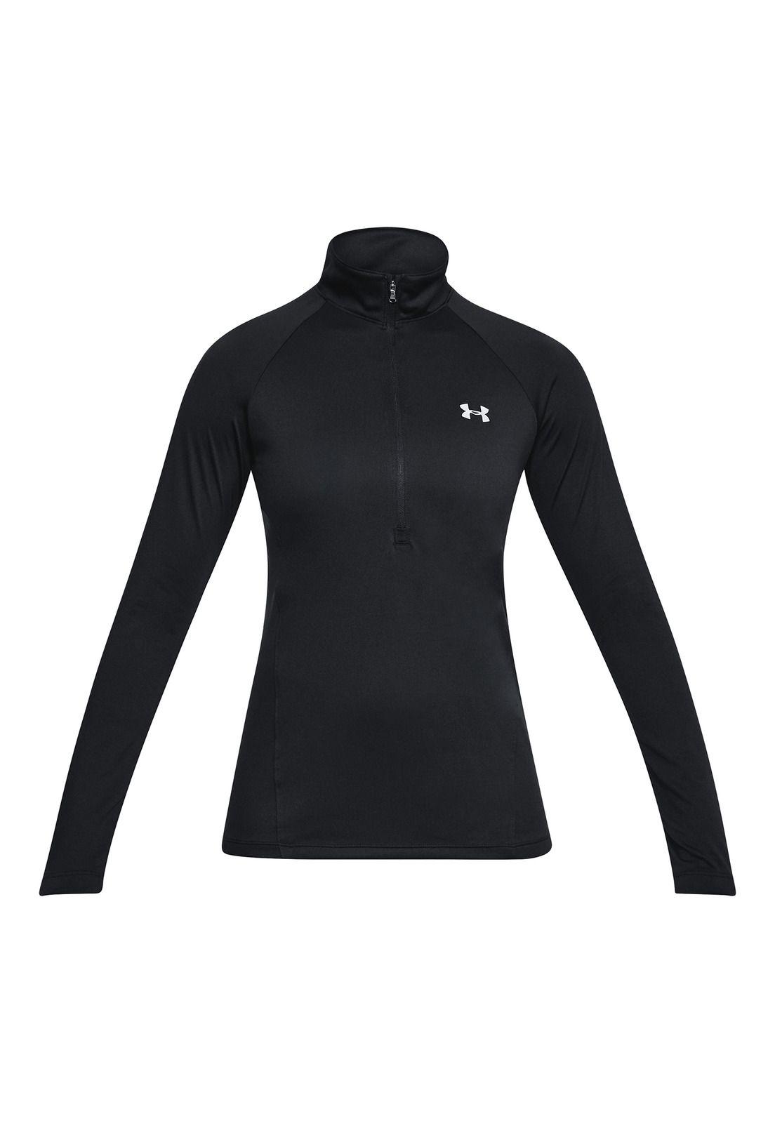 Polerón UA Tech ½ zip para mujer Negro-0
