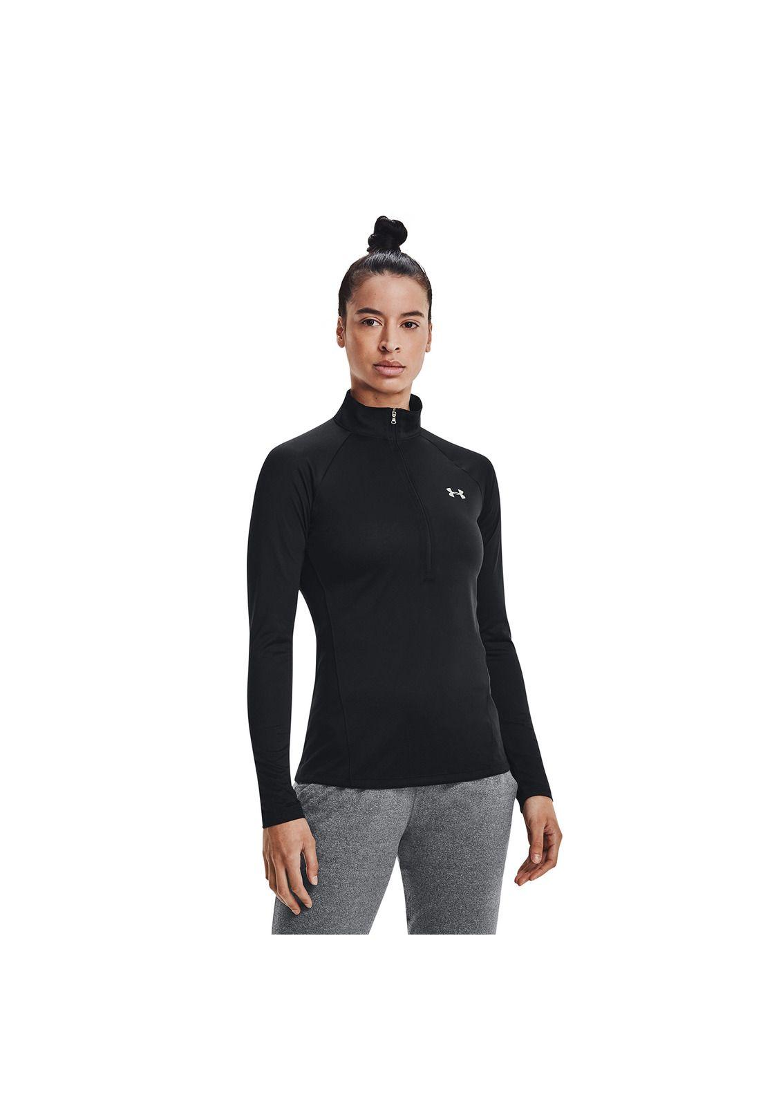 Polerón UA Tech ½ zip para mujer Negro-3