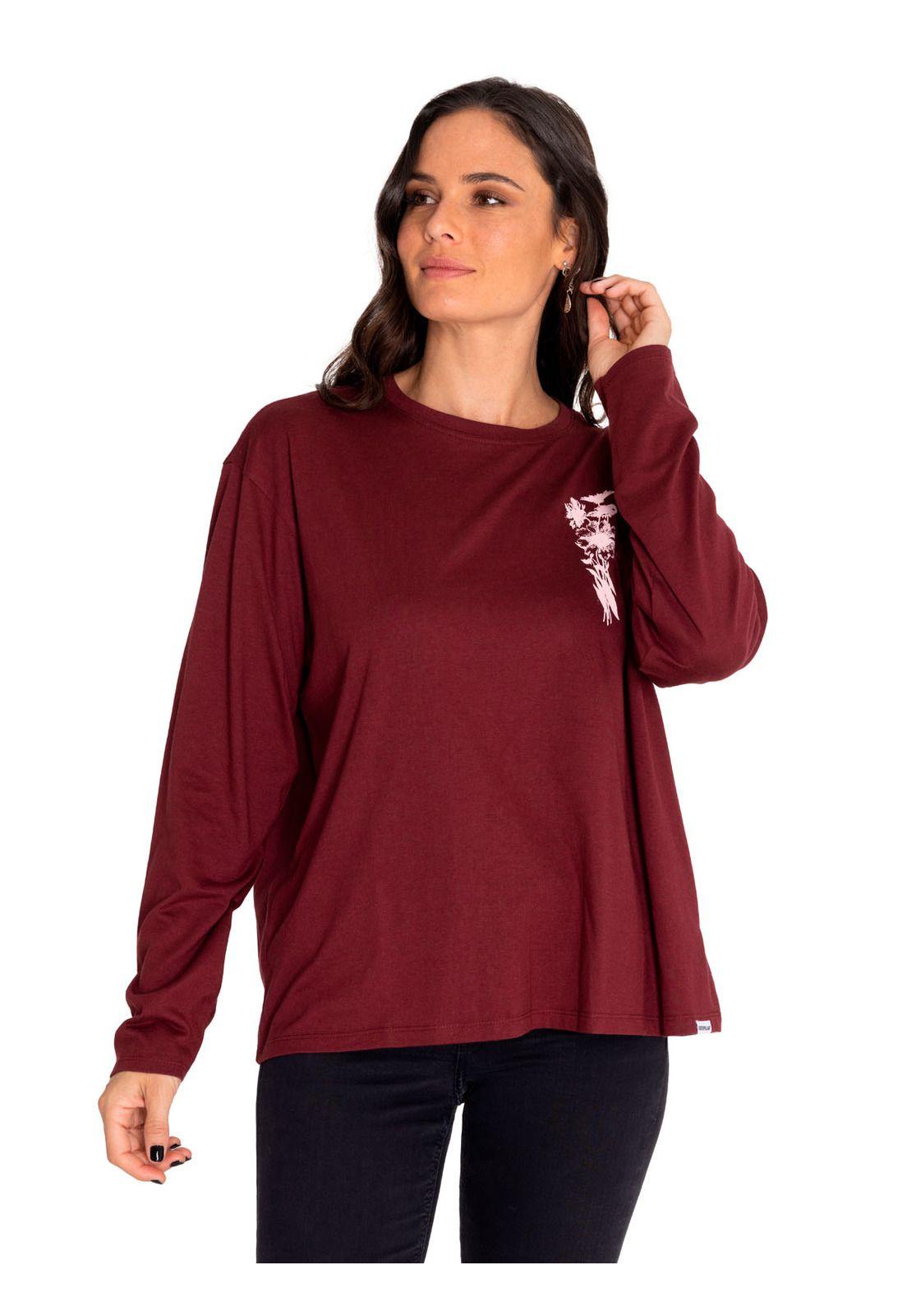 Polera Manga Larga Mujer Oversized Graphic Rojo-0
