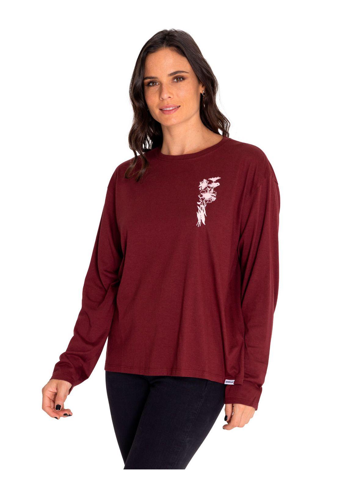 Polera Manga Larga Mujer Oversized Graphic Rojo-1