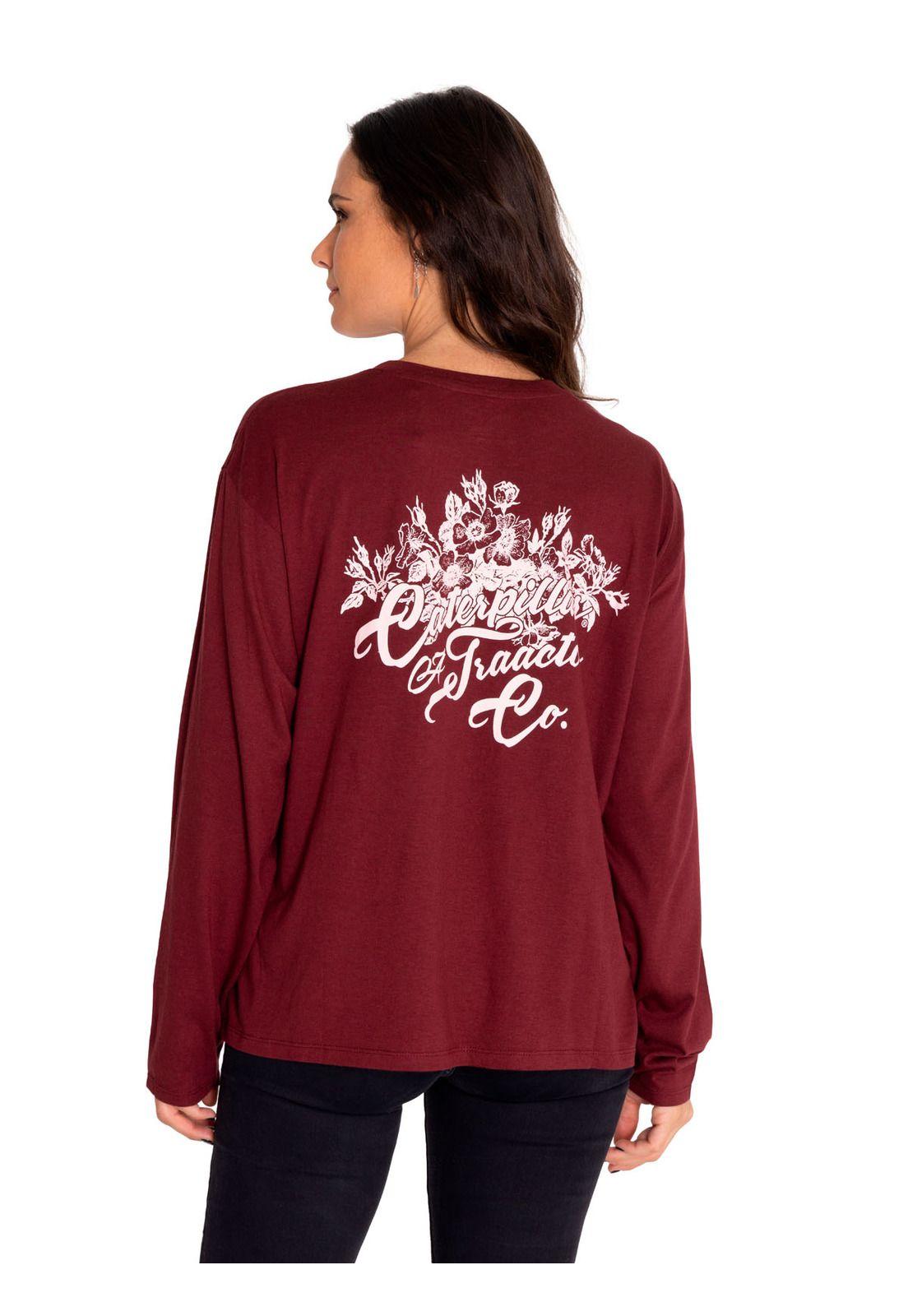 Polera Manga Larga Mujer Oversized Graphic Rojo-3