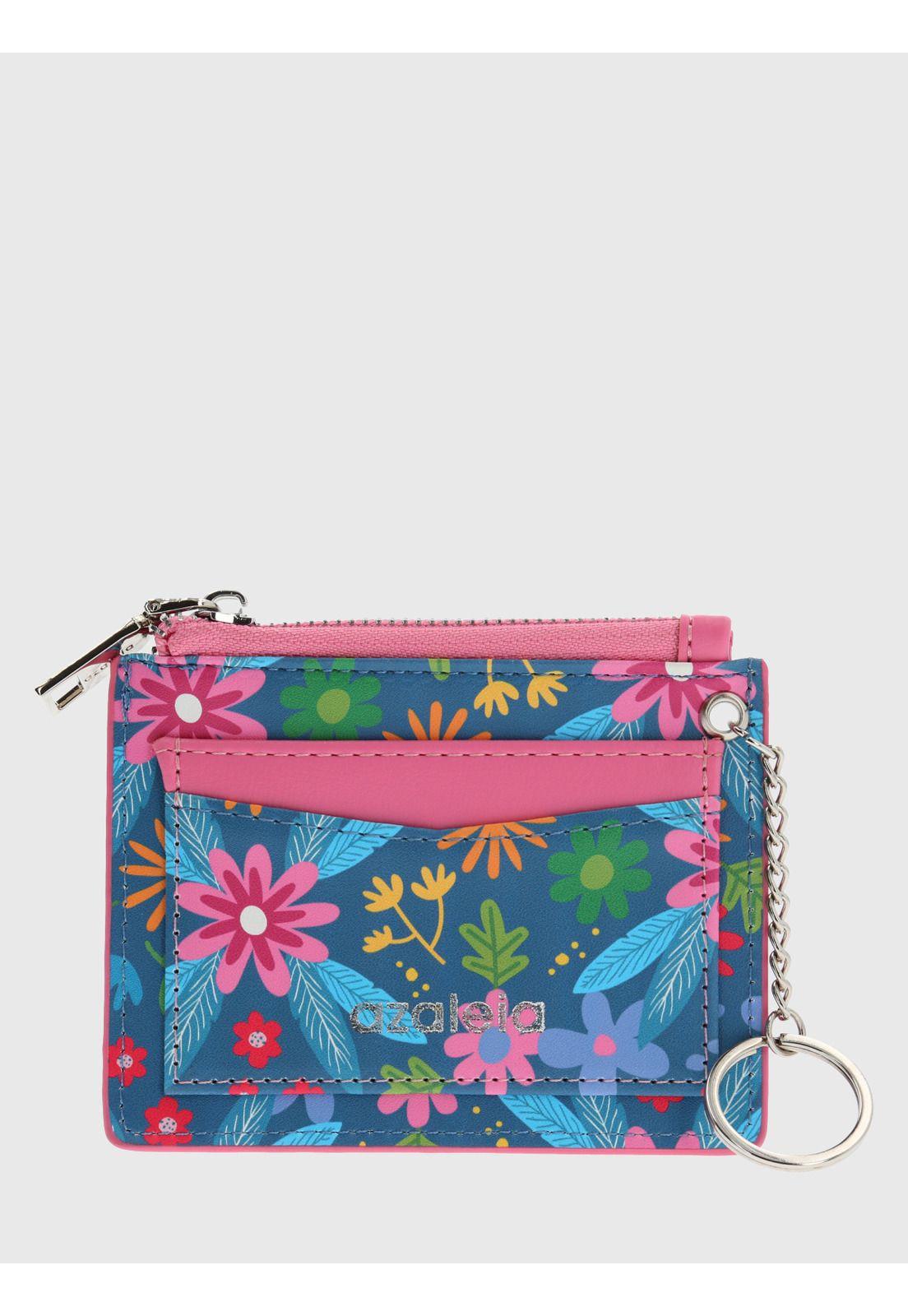 Billetera Azul Flower Mujer-0