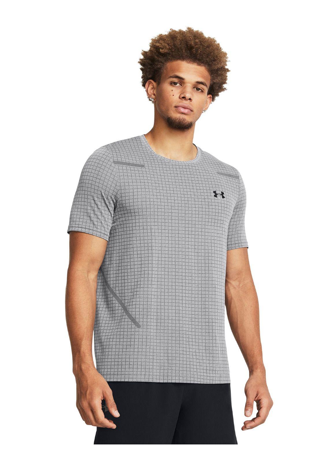 Polera UA Seamless Grid hombre Gris-0