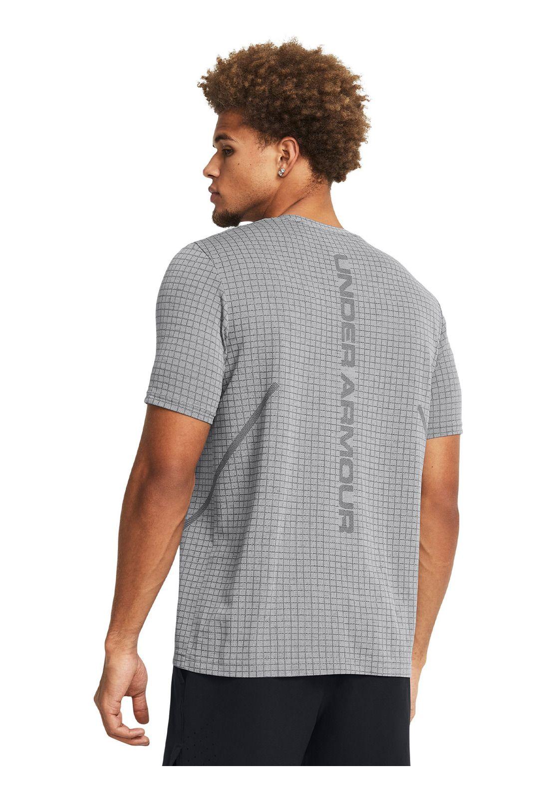 Polera UA Seamless Grid hombre Gris-1