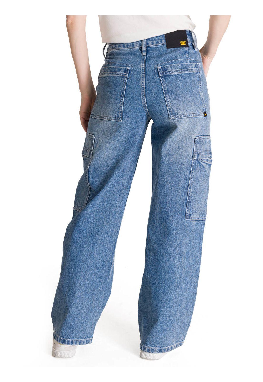 Jeans Cargo Mujer Relaxed Azul-3