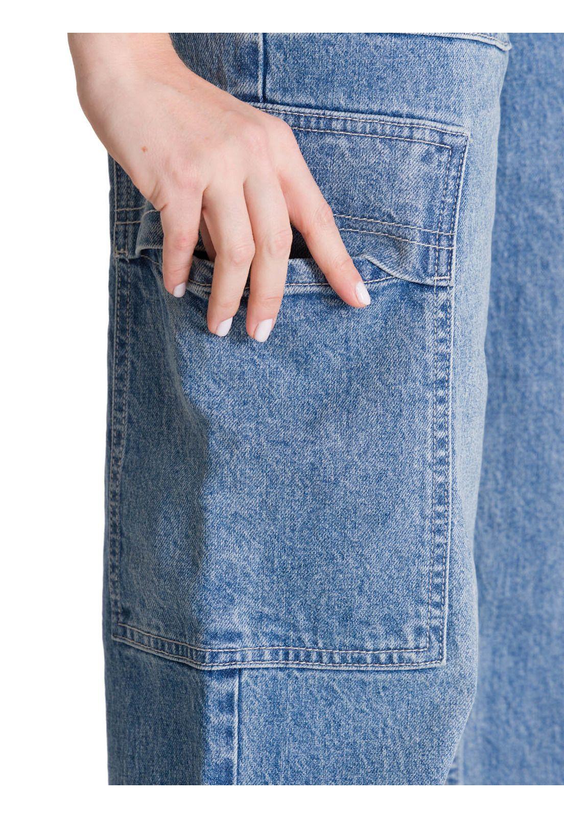 Jeans Cargo Mujer Relaxed Azul-6
