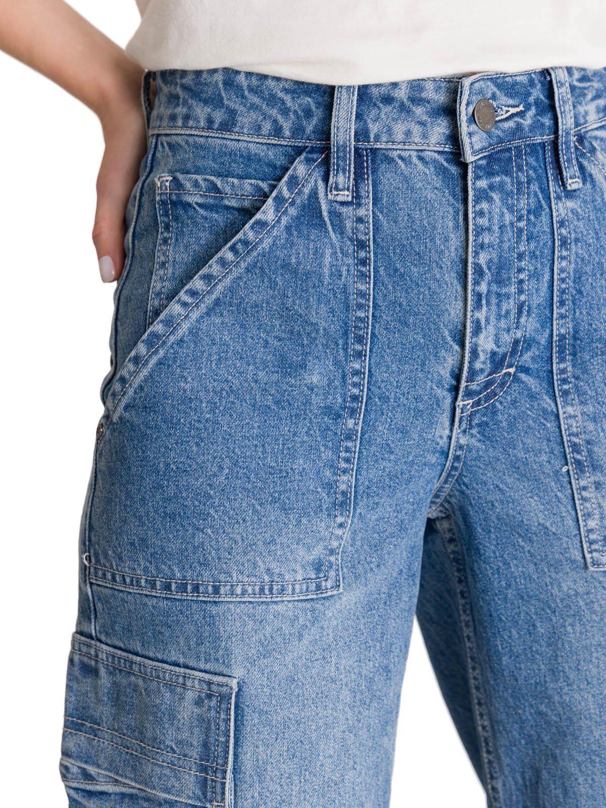 Jeans Cargo Mujer Relaxed Azul-4