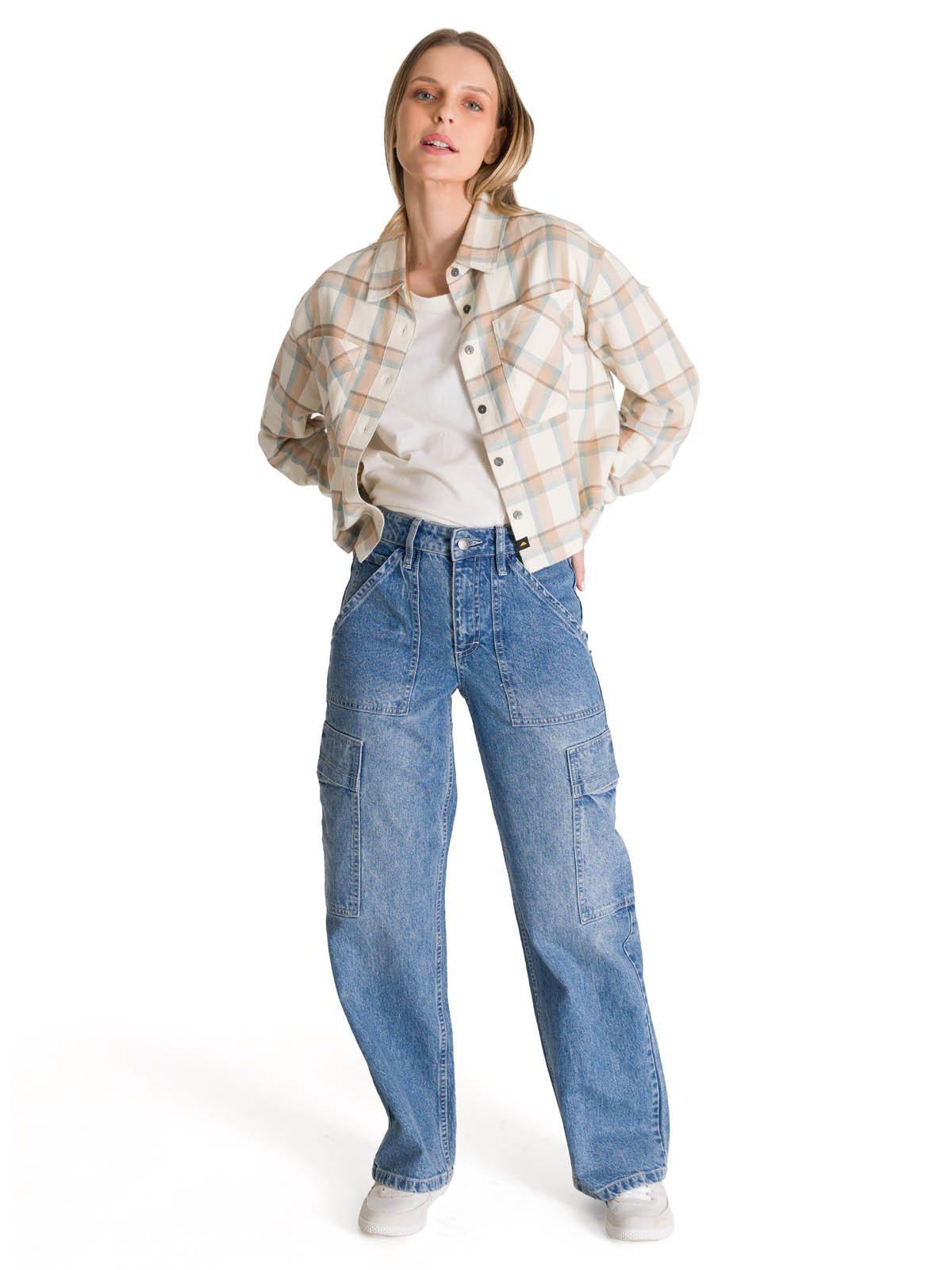 Jeans Cargo Mujer Relaxed Azul-7