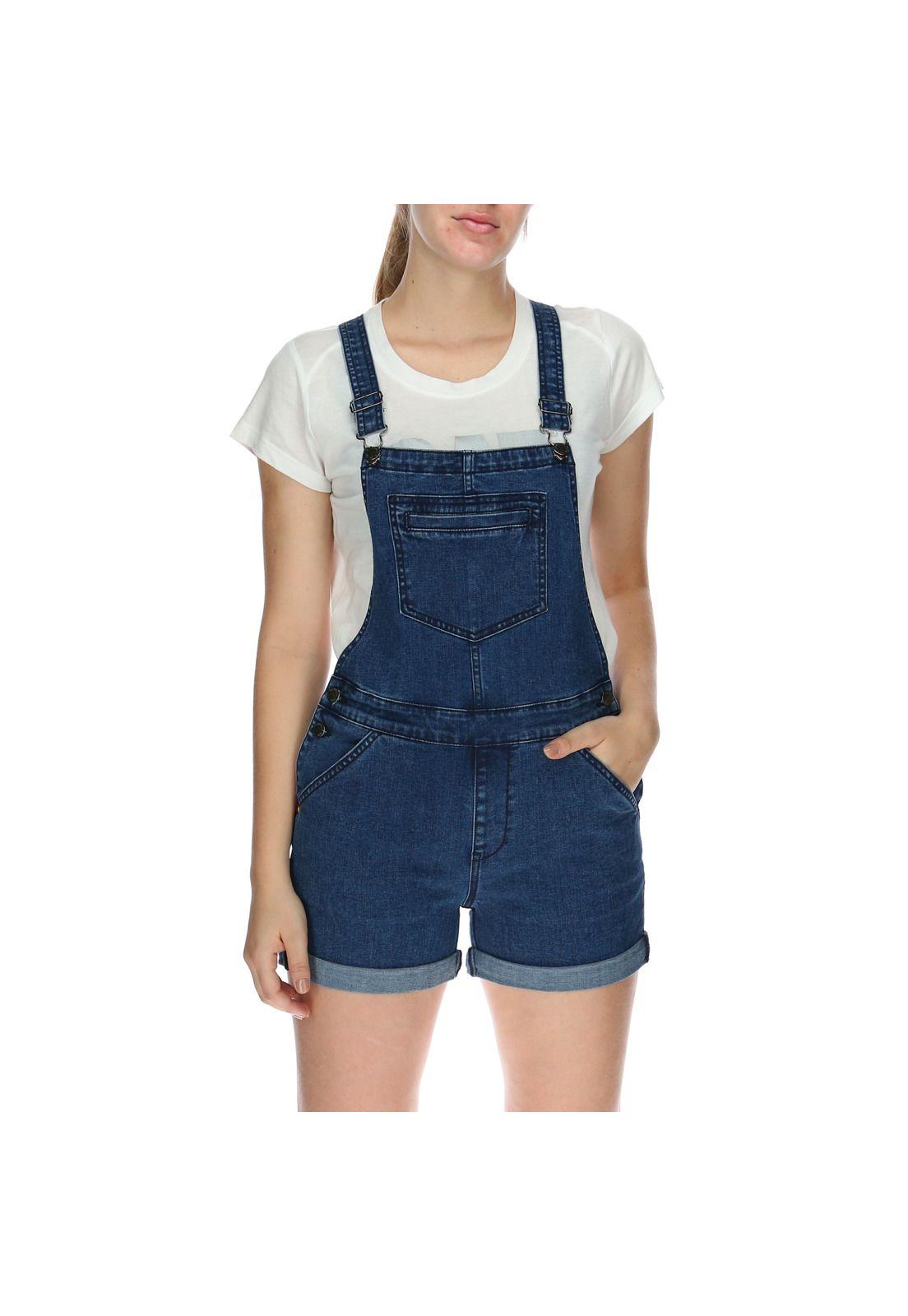 Jardinera Mujer Denim Short Azul-0