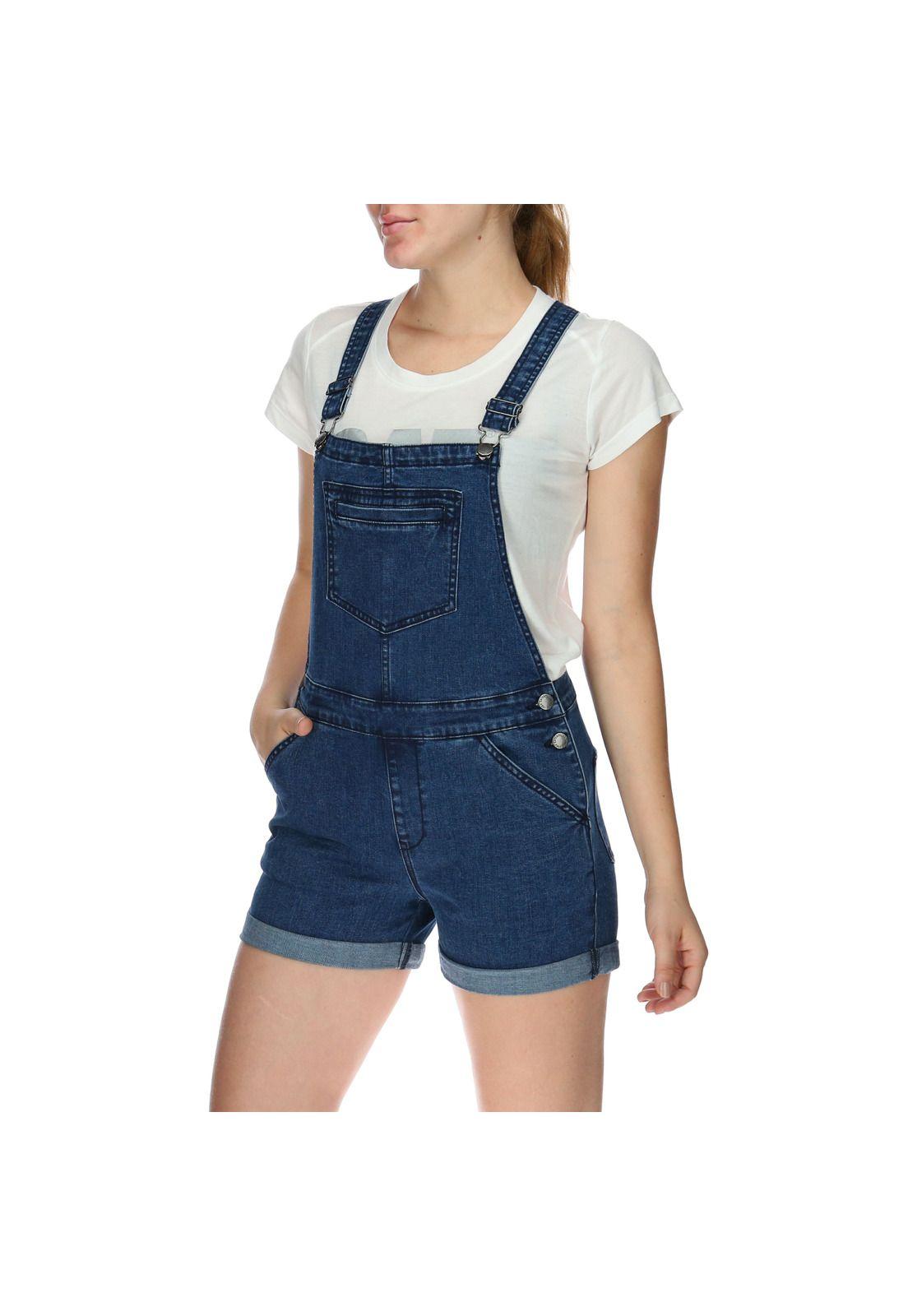 Jardinera Mujer Denim Short Azul-1