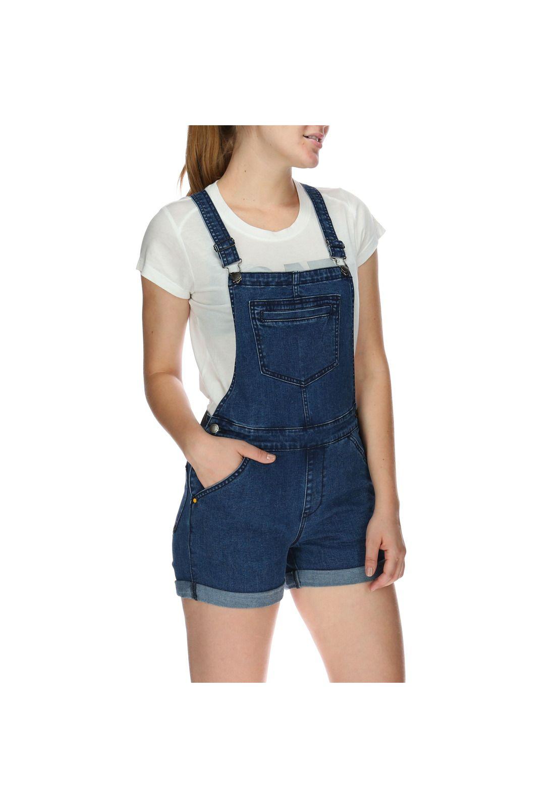 Jardinera Mujer Denim Short Azul-3