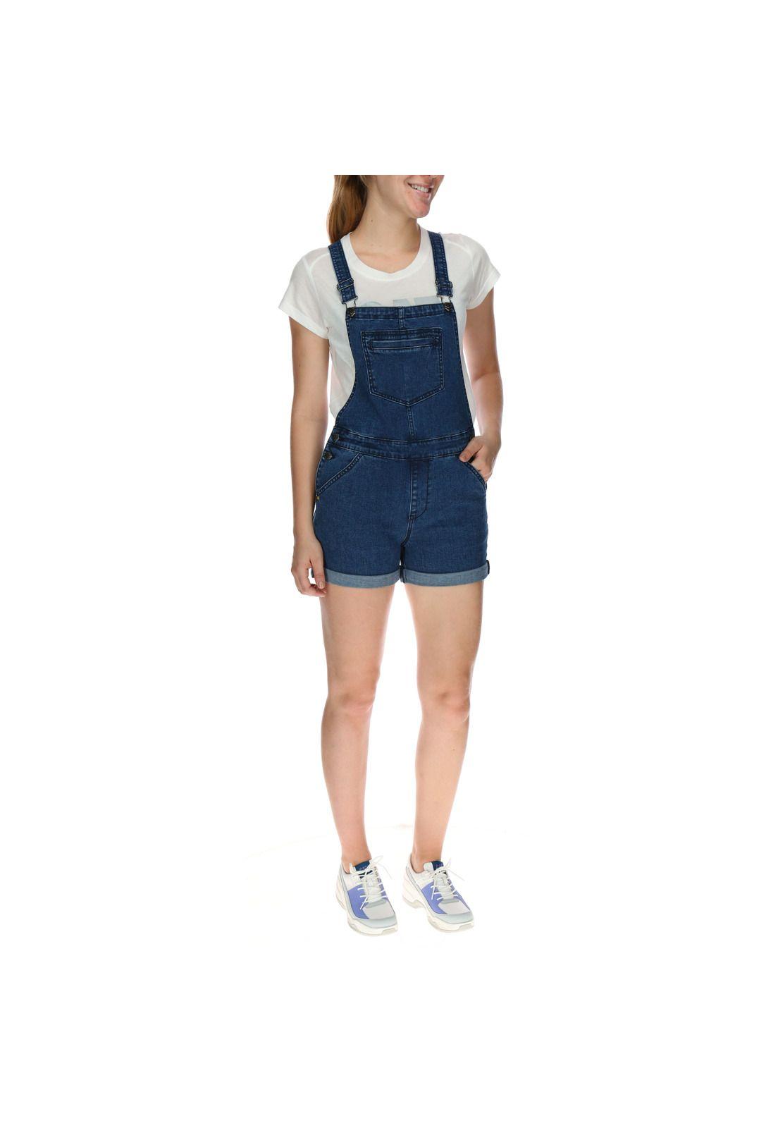 Jardinera Mujer Denim Short Azul-4