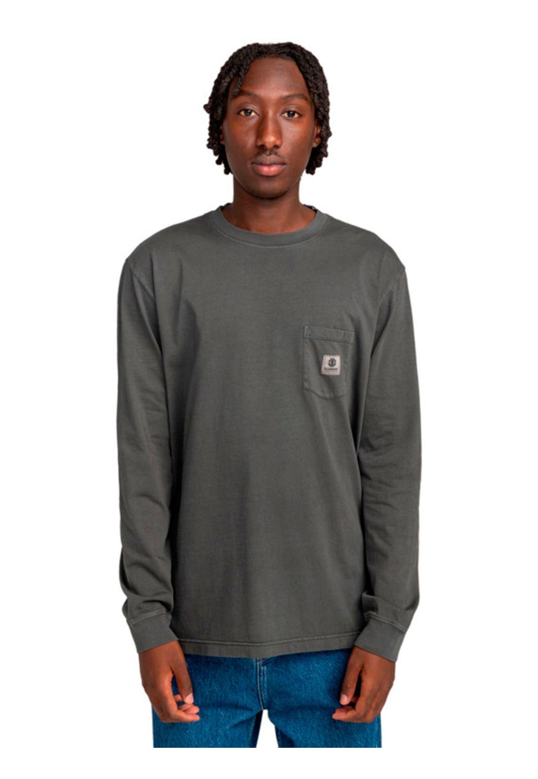 Polera Manga Larga Hombre Basic Pocket Negra-1