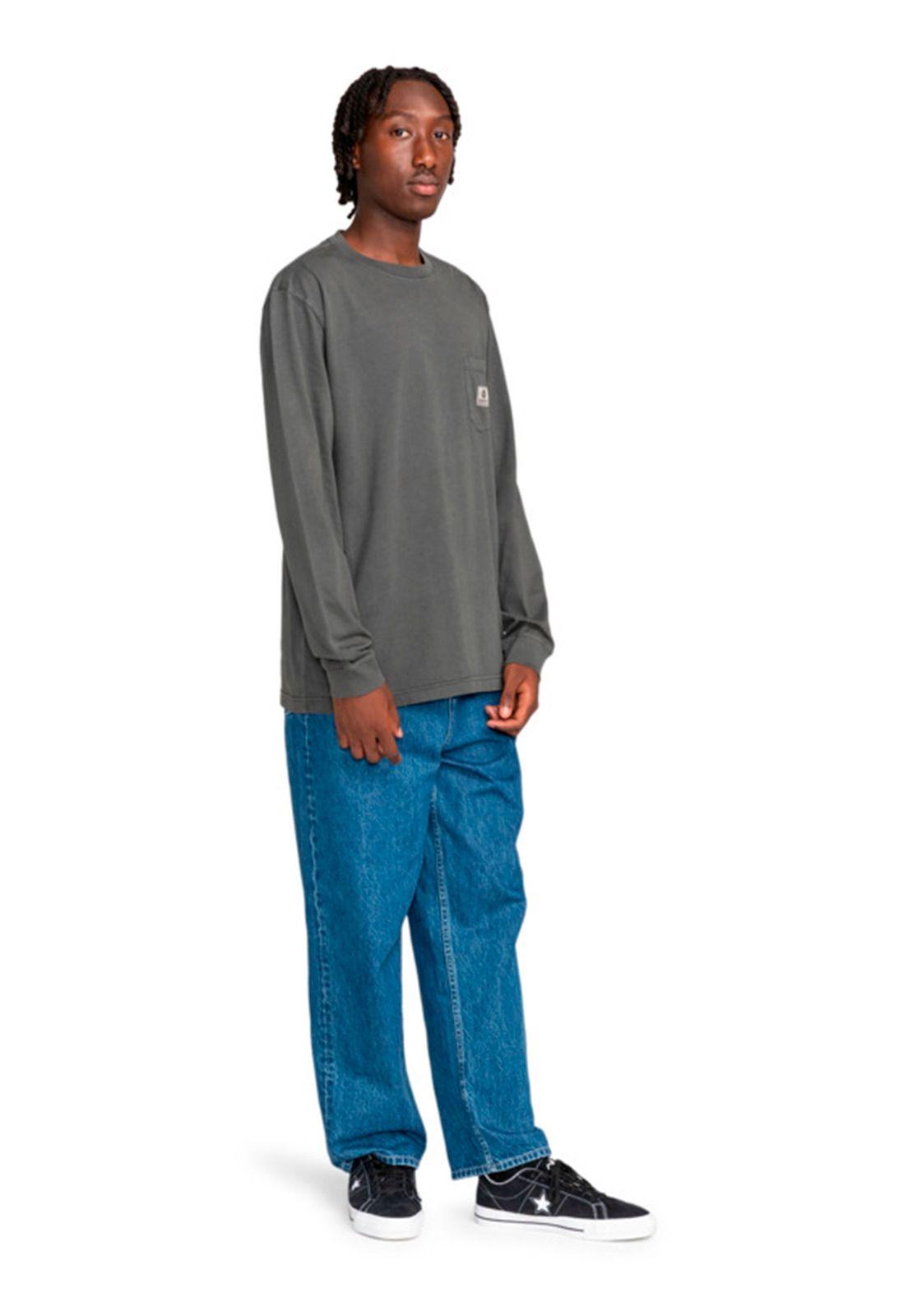 Polera Manga Larga Hombre Basic Pocket Negra-4