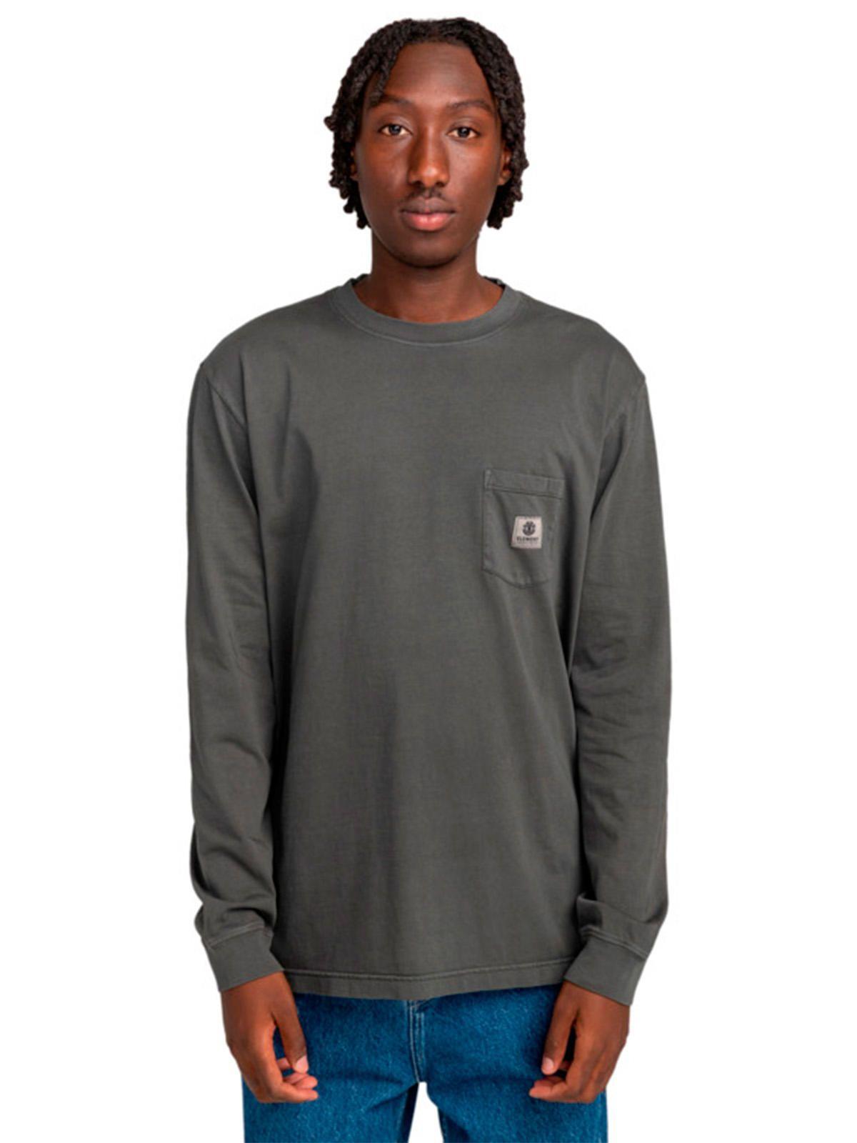 Polera Manga Larga Hombre Basic Pocket Negra-1