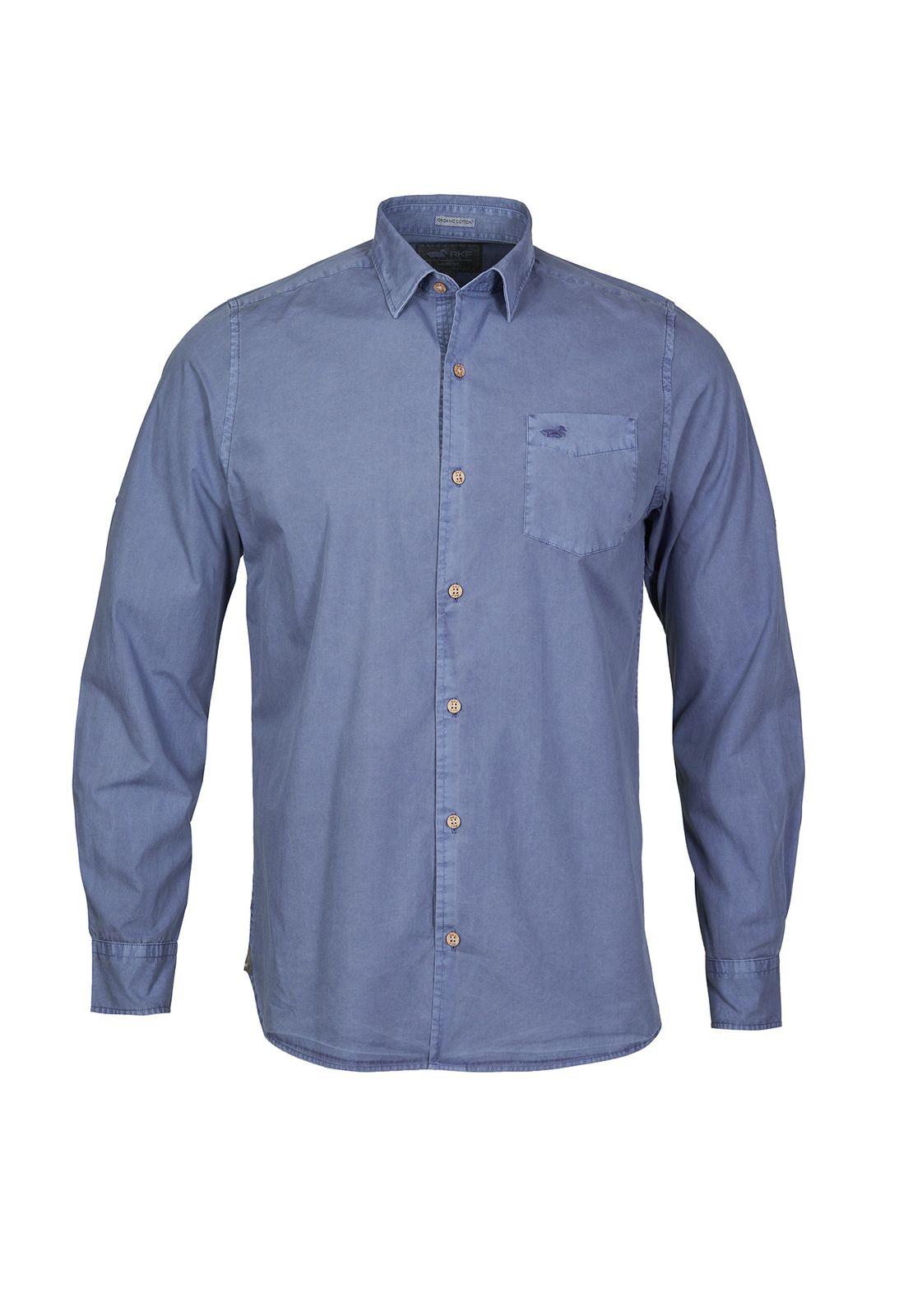 Camisa Algodón Orgánico Hombre Leeds Azul-0