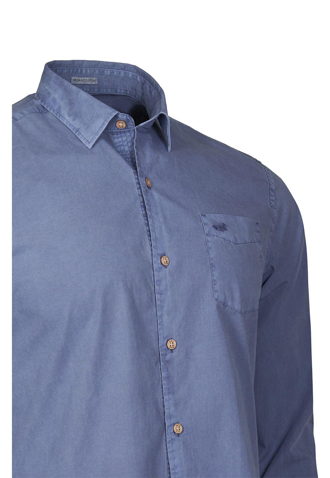 Camisa Algodón Orgánico Hombre Leeds Azul-3