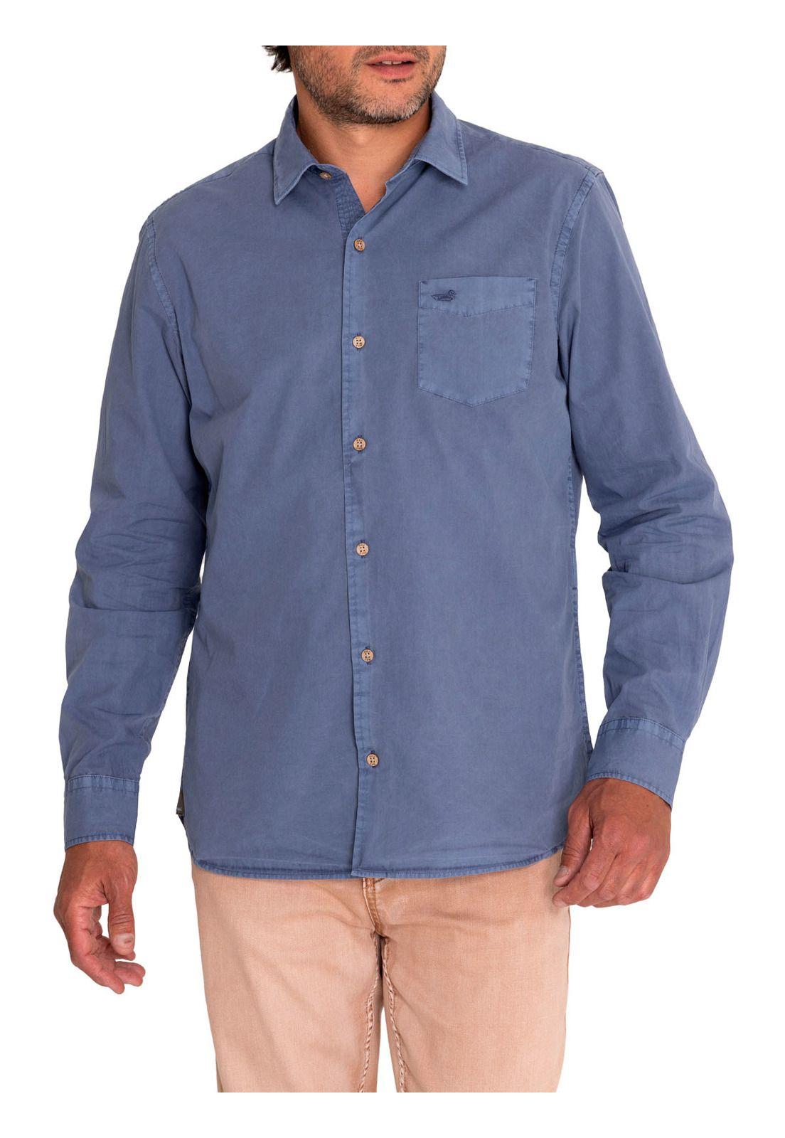 Camisa Algodón Orgánico Hombre Leeds Azul-4