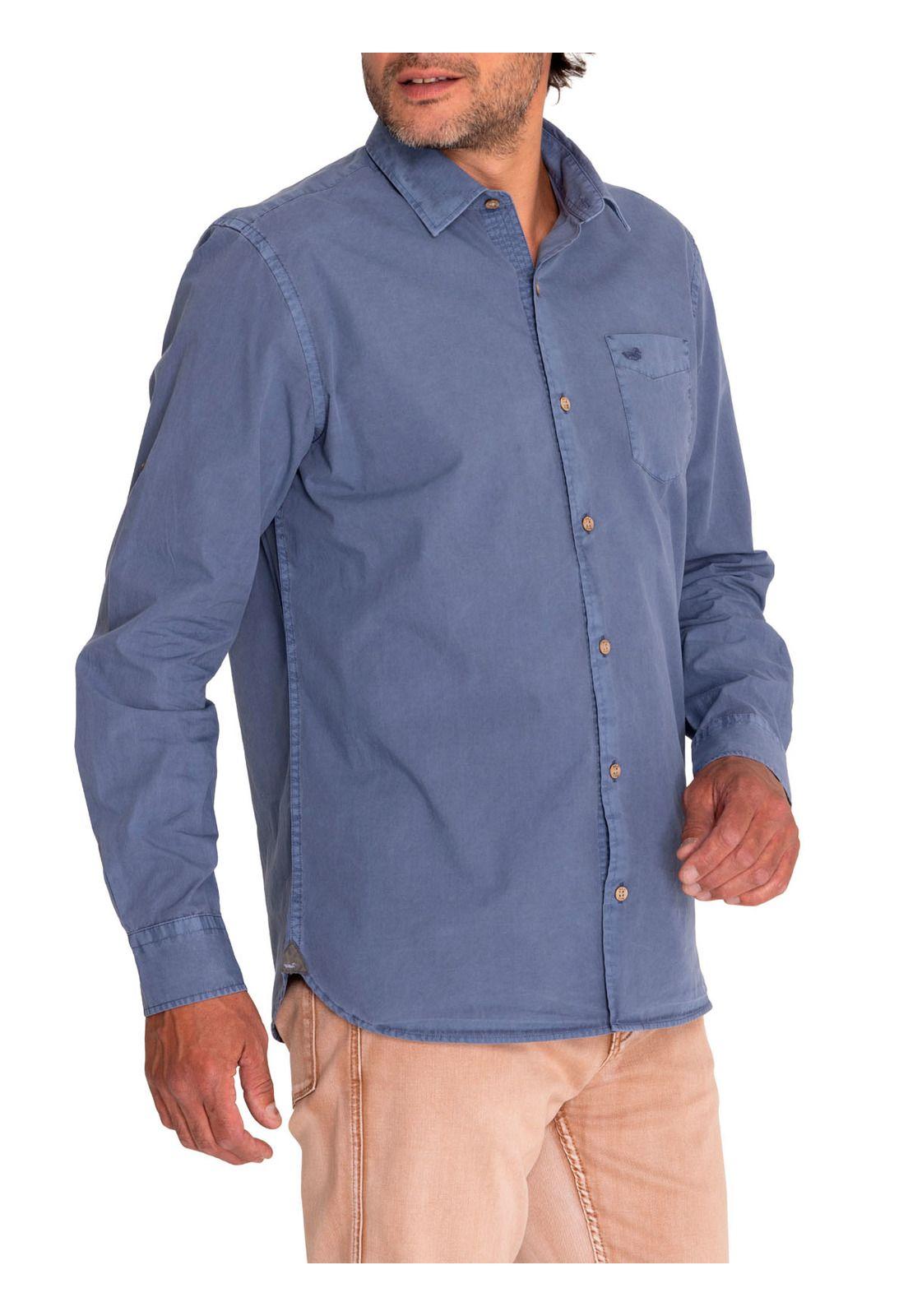 Camisa Algodón Orgánico Hombre Leeds Azul-5