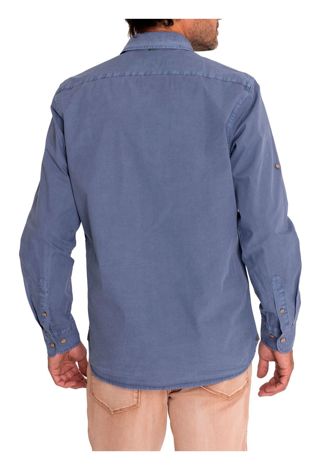 Camisa Algodón Orgánico Hombre Leeds Azul-6