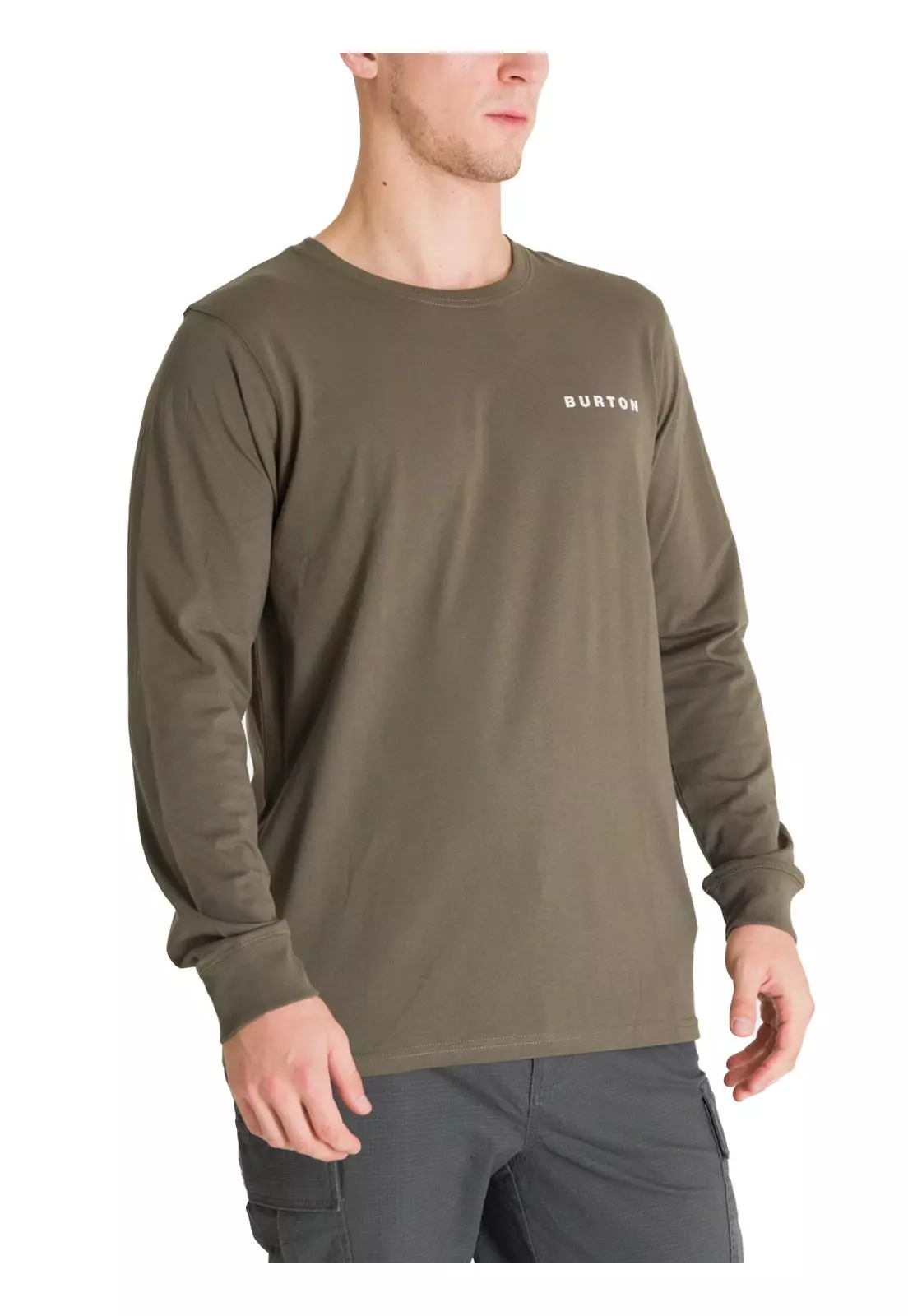 Polera Manga Larga Hombre Mini Chest Logo Verde Burton-1