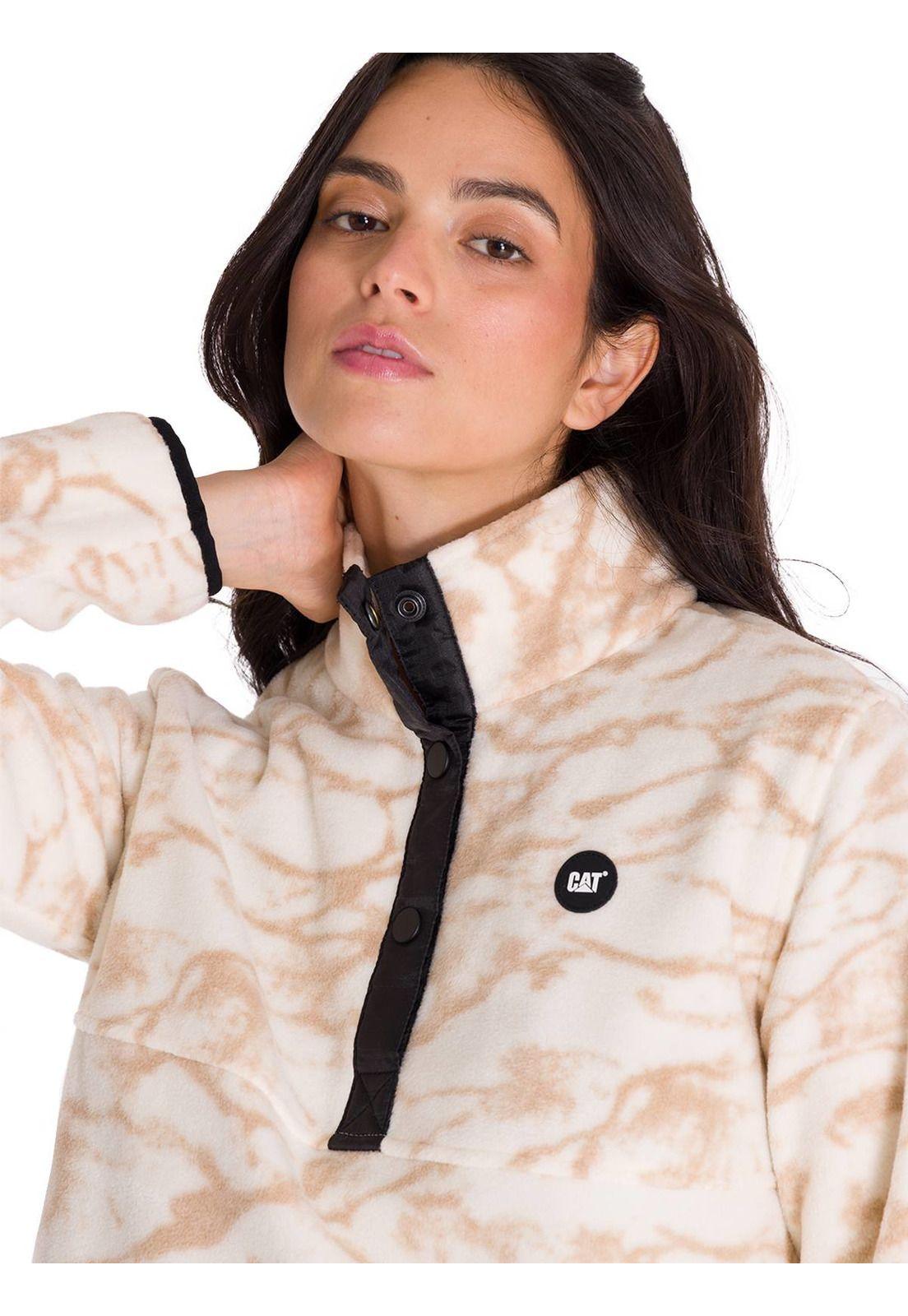 Polar Fleece Half Snap Mujer Beige-4