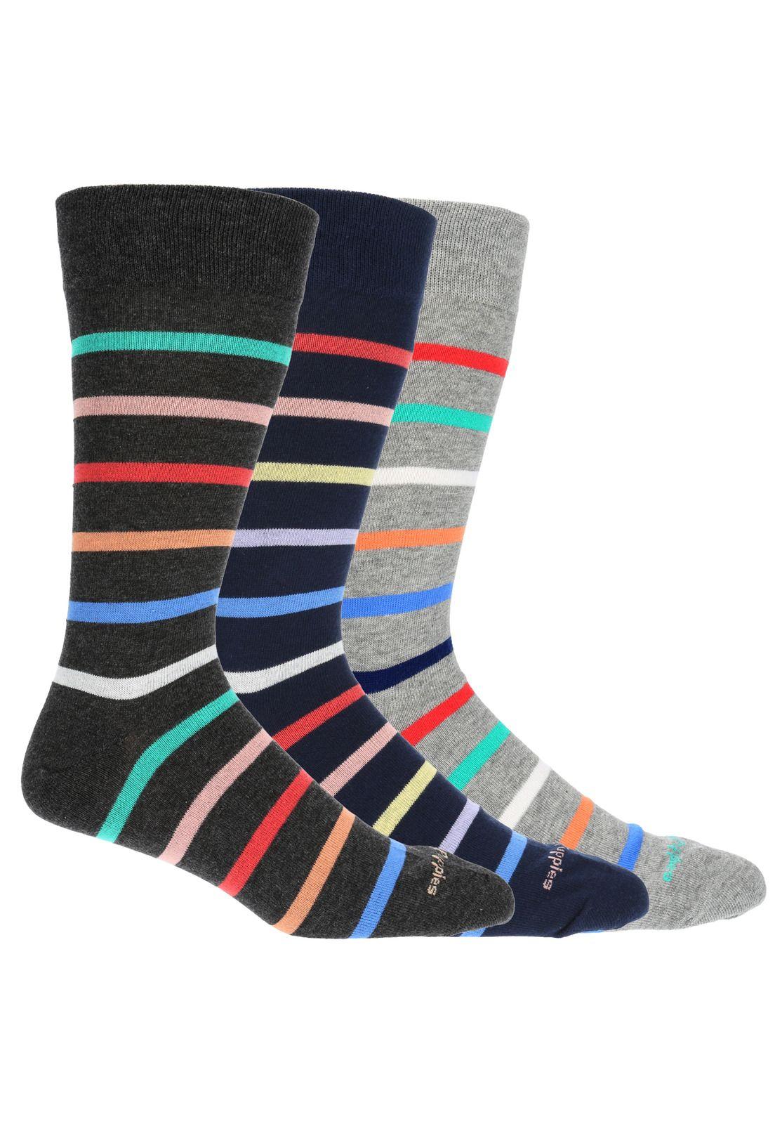 Pack 3 Calcetines Pack Stripes Azul Hombre-0