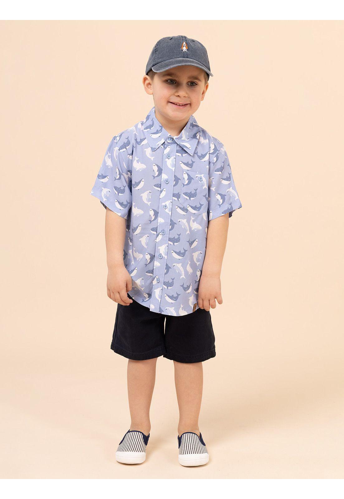 Camisa Niño Guayabera Azul-3