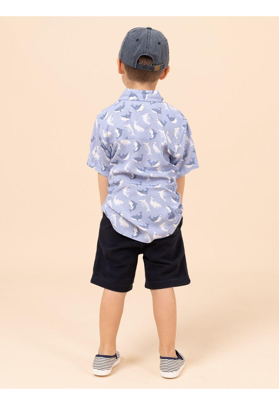 Camisa Niño Guayabera Azul-4