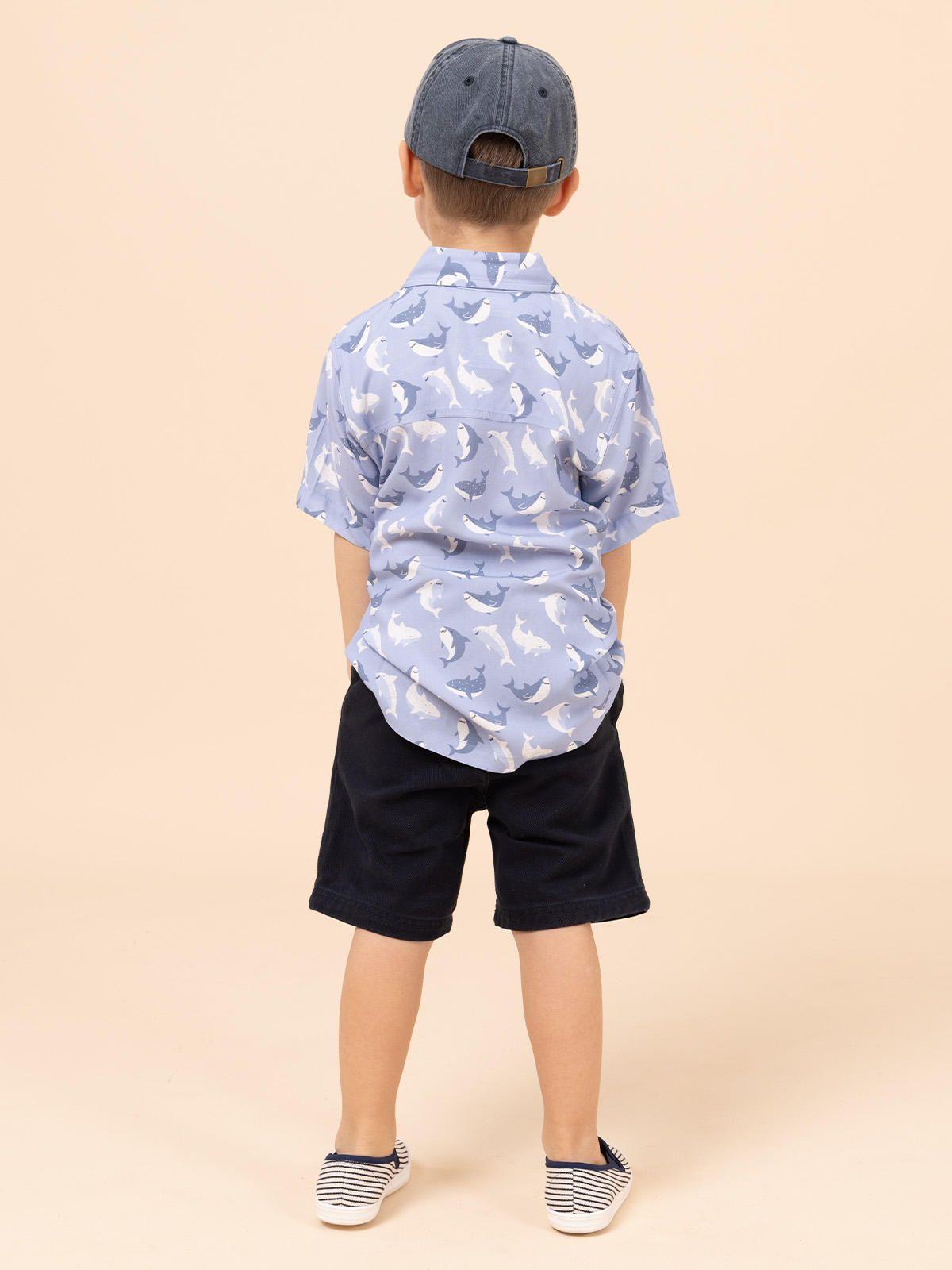 Camisa Niño Guayabera Azul-4
