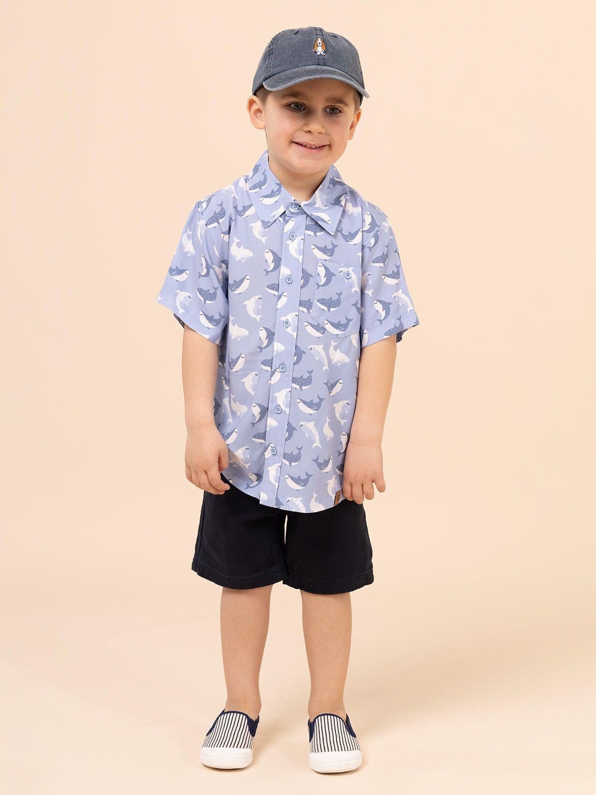 Camisa Niño Guayabera Azul-3