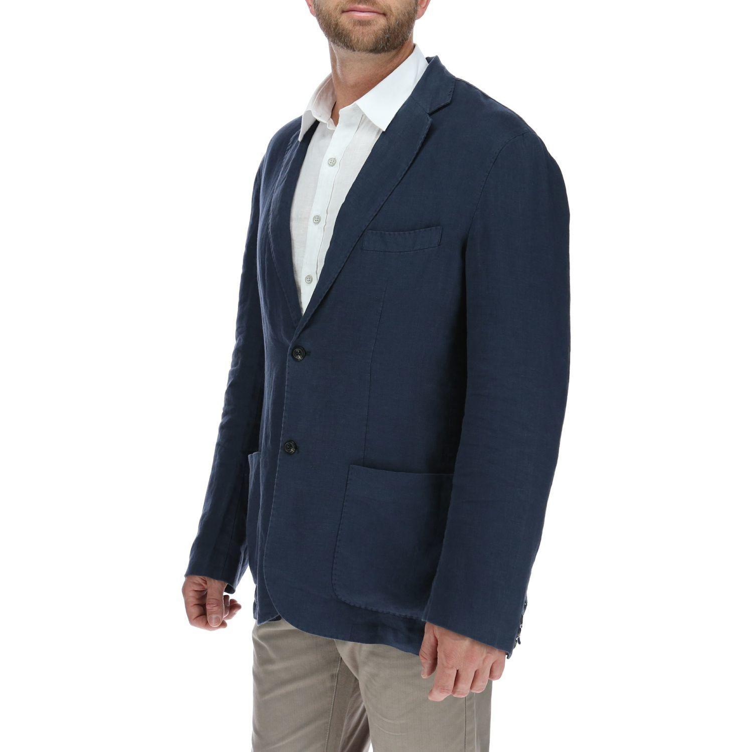 Chaqueta Hombre Linen Azul-1