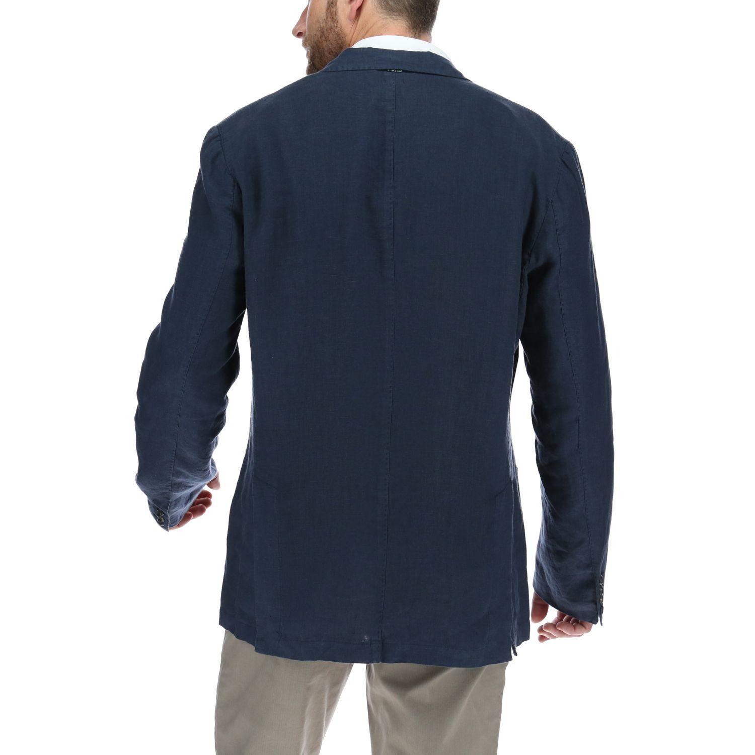 Chaqueta Hombre Linen Azul-2