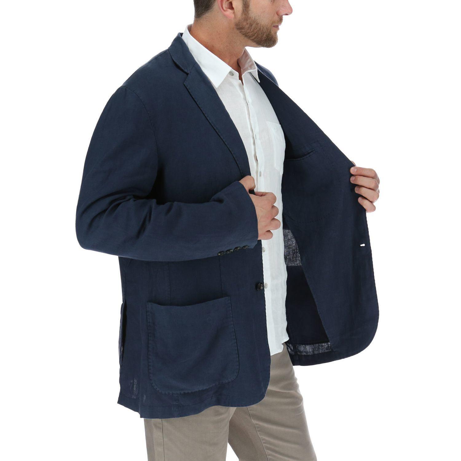 Chaqueta Hombre Linen Azul-3