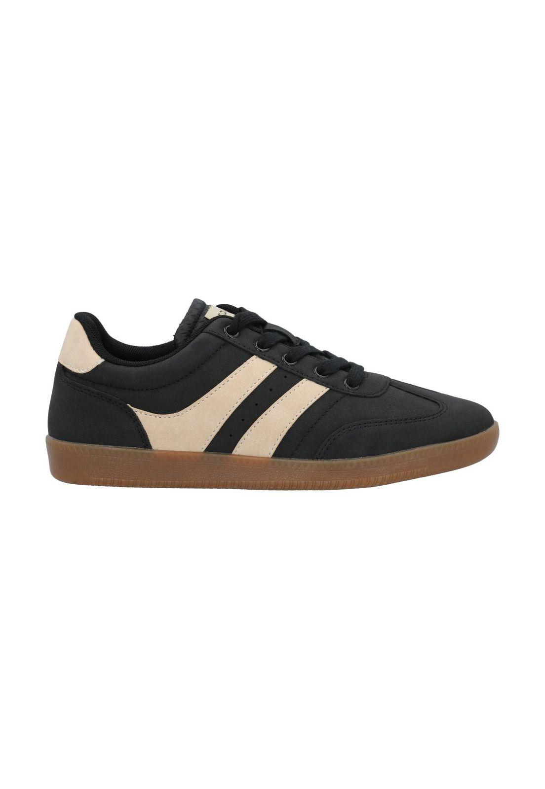 Zapatilla Mujer Gera Negro Beige-1