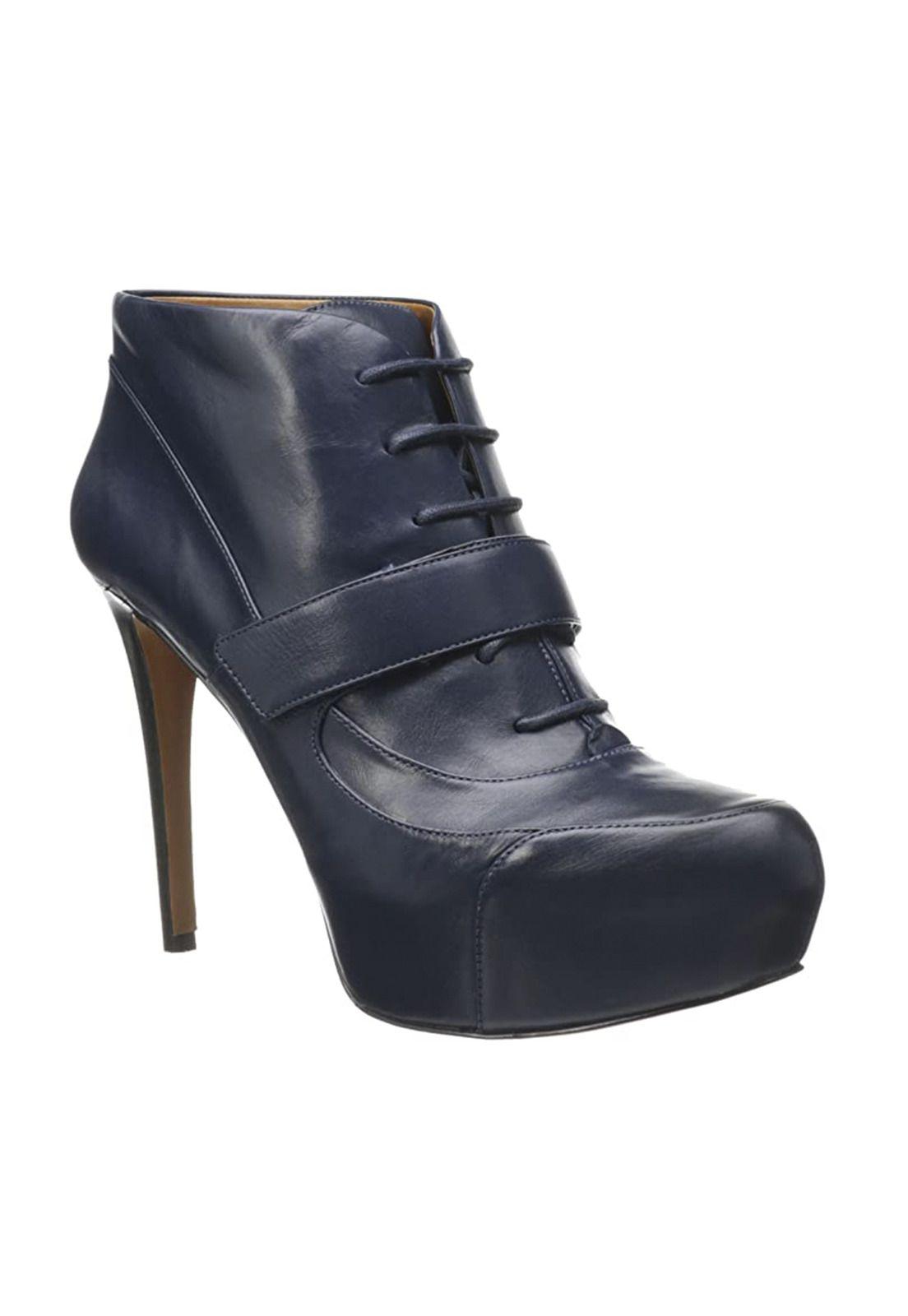 Botín Cuero Berta Azul Oscuro Mujer-0