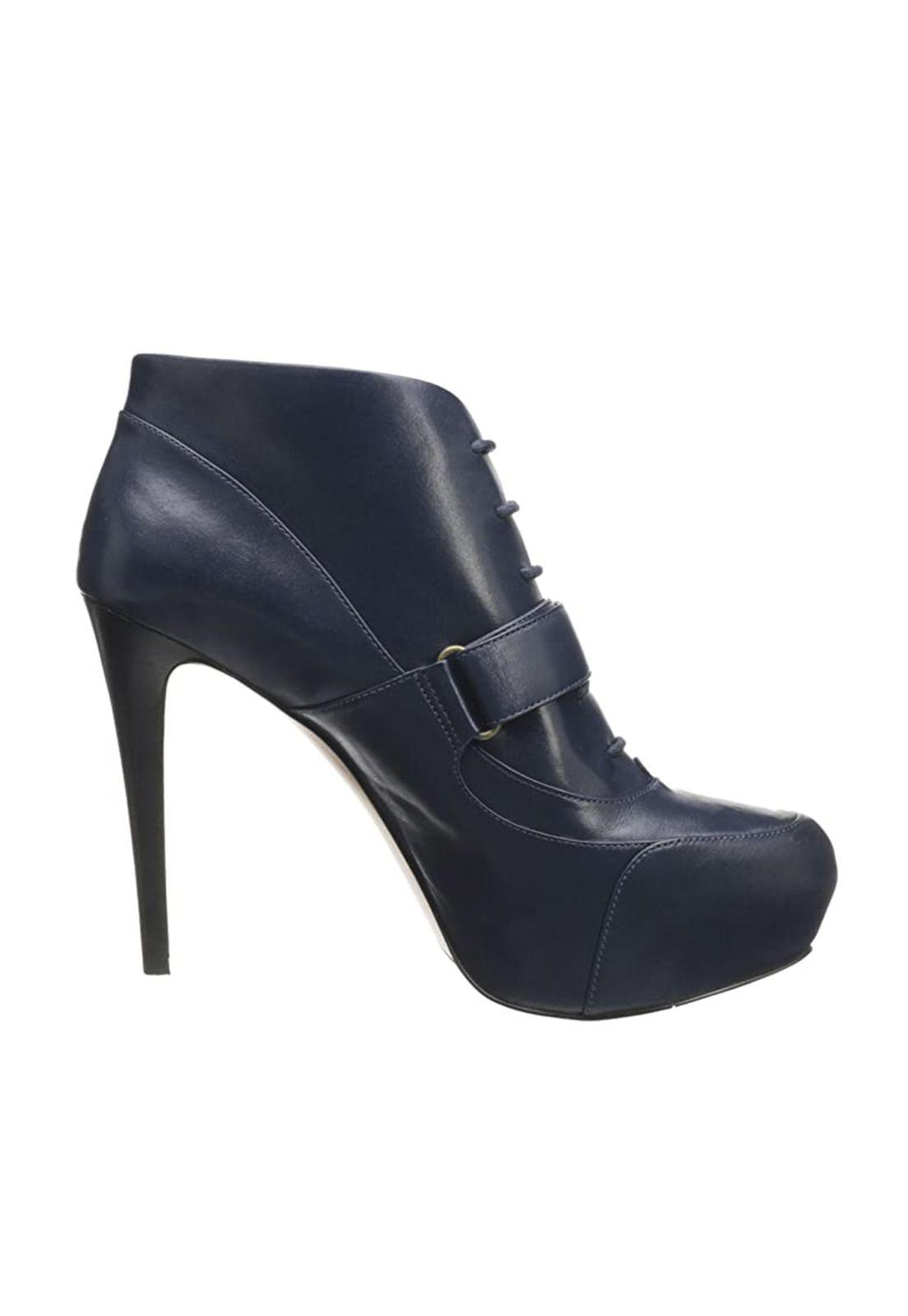 Botín Cuero Berta Azul Oscuro Mujer-1