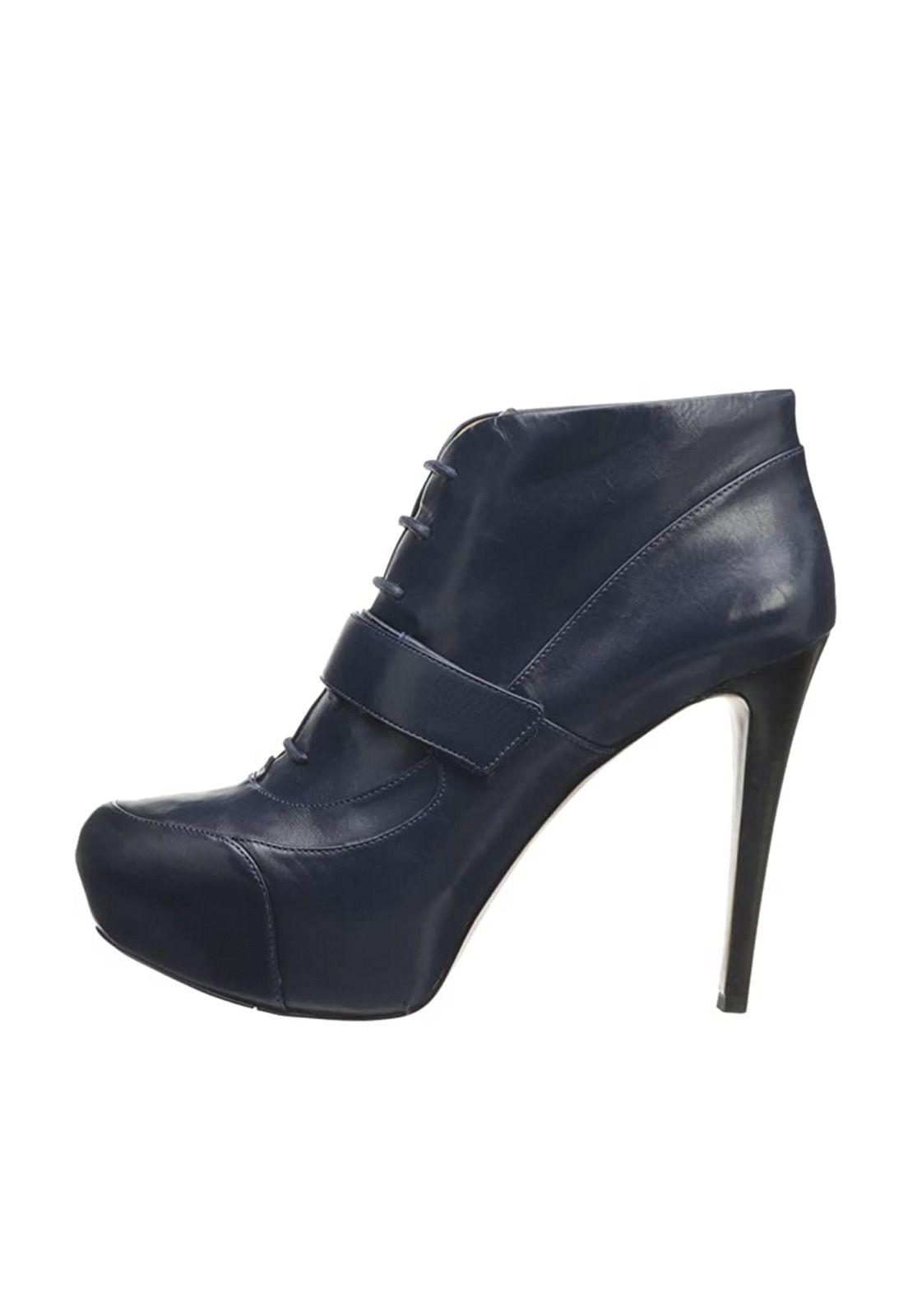 Botín Cuero Berta Azul Oscuro Mujer-2