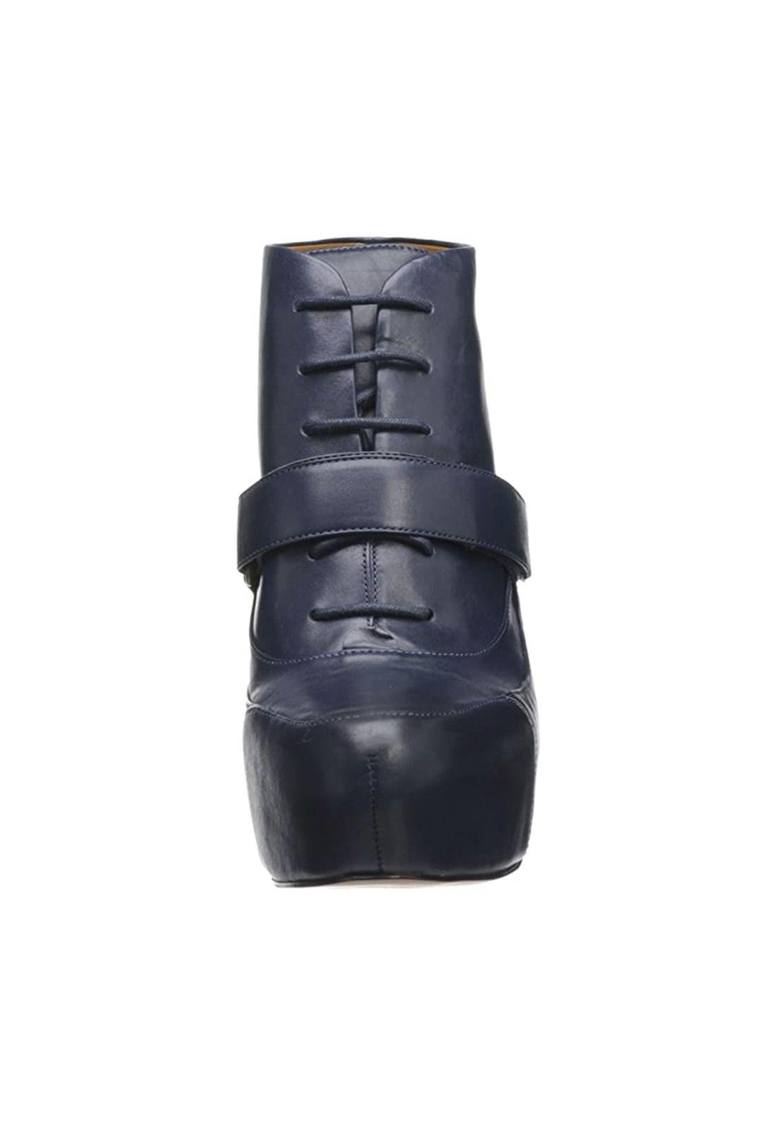 Botín Cuero Berta Azul Oscuro Mujer-3