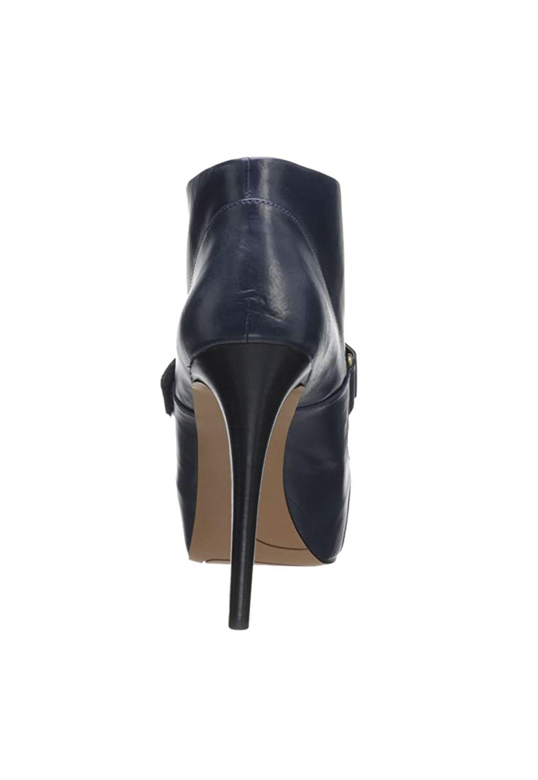 Botín Cuero Berta Azul Oscuro Mujer-4