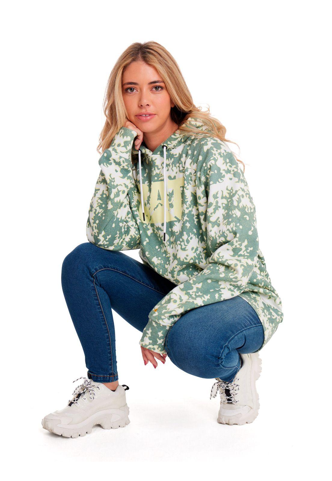 Polerón Unisex Fleece Cat Logo Printed Verde-4