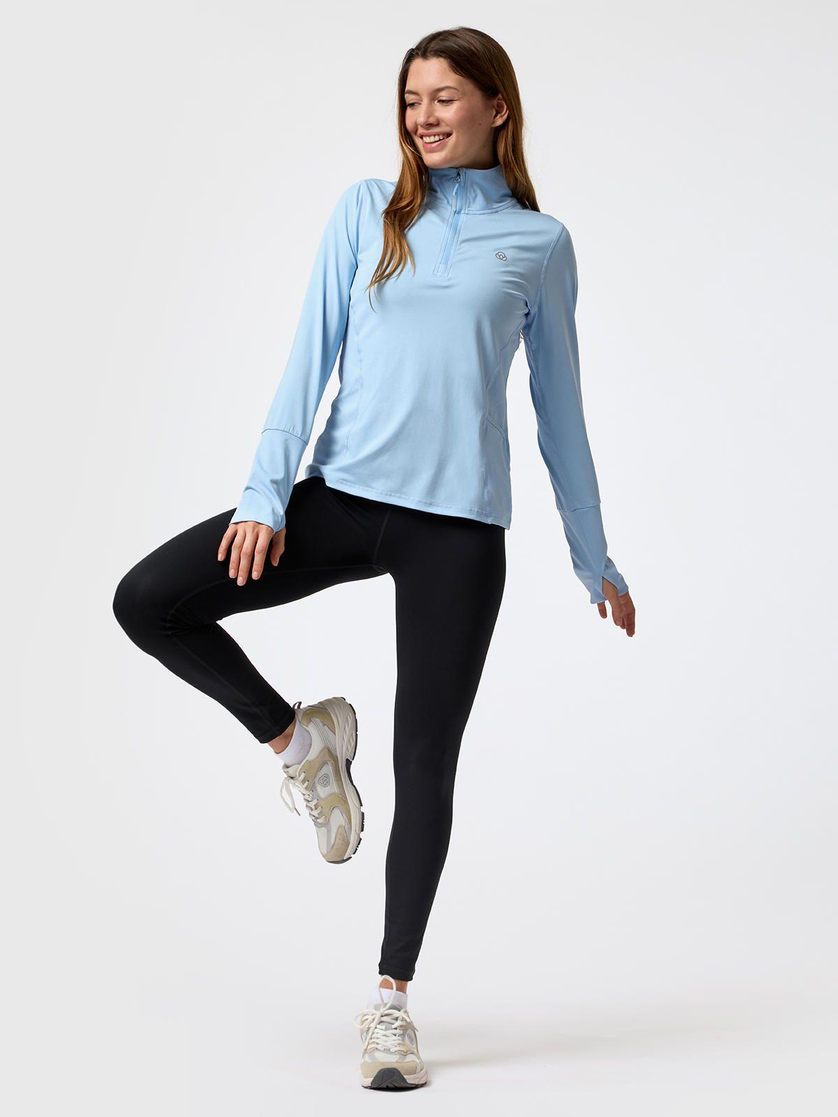 Polerón LS Half Zip Rec Celeste Mujer-0