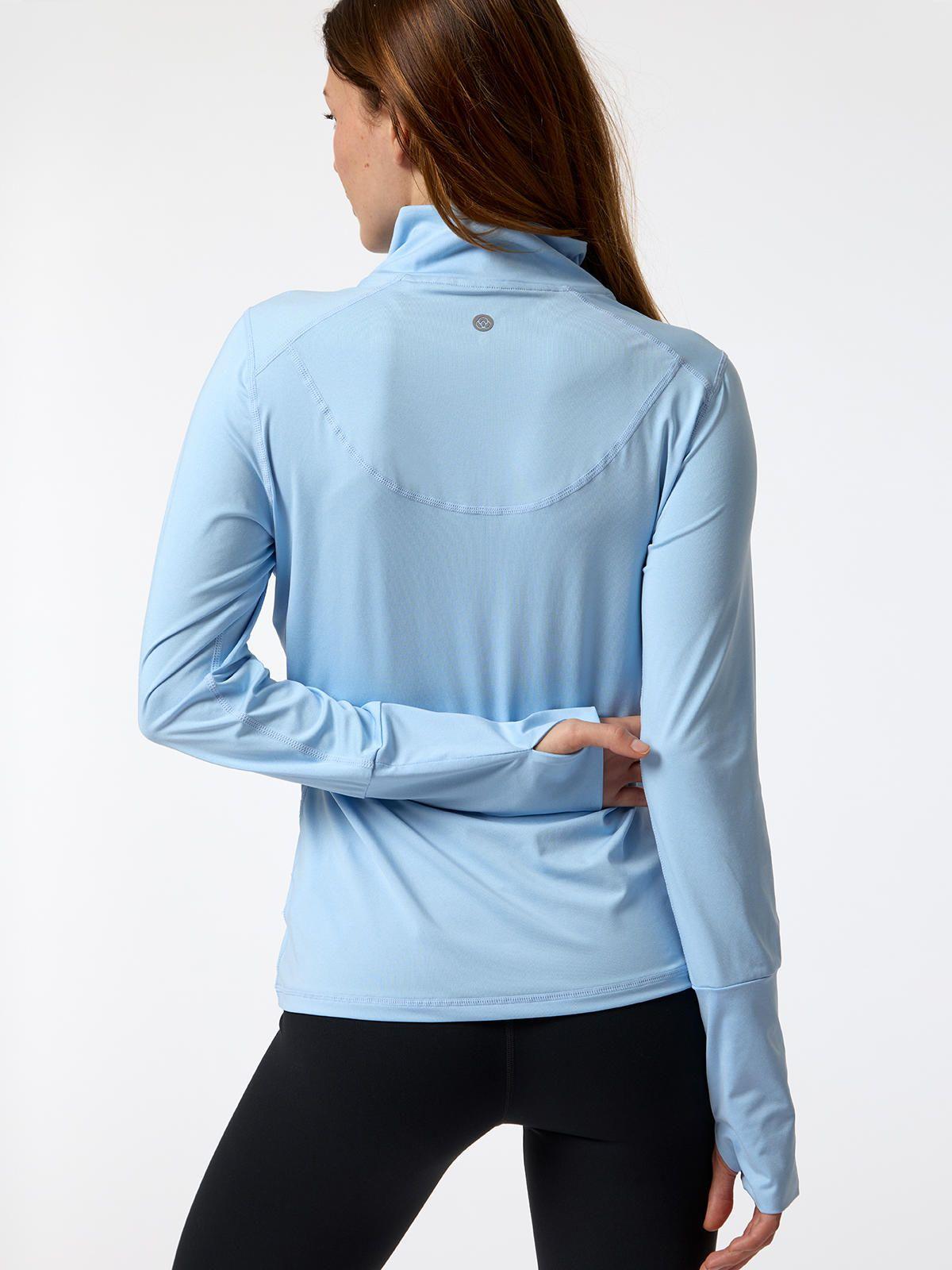 Polerón LS Half Zip Rec Celeste Mujer-1