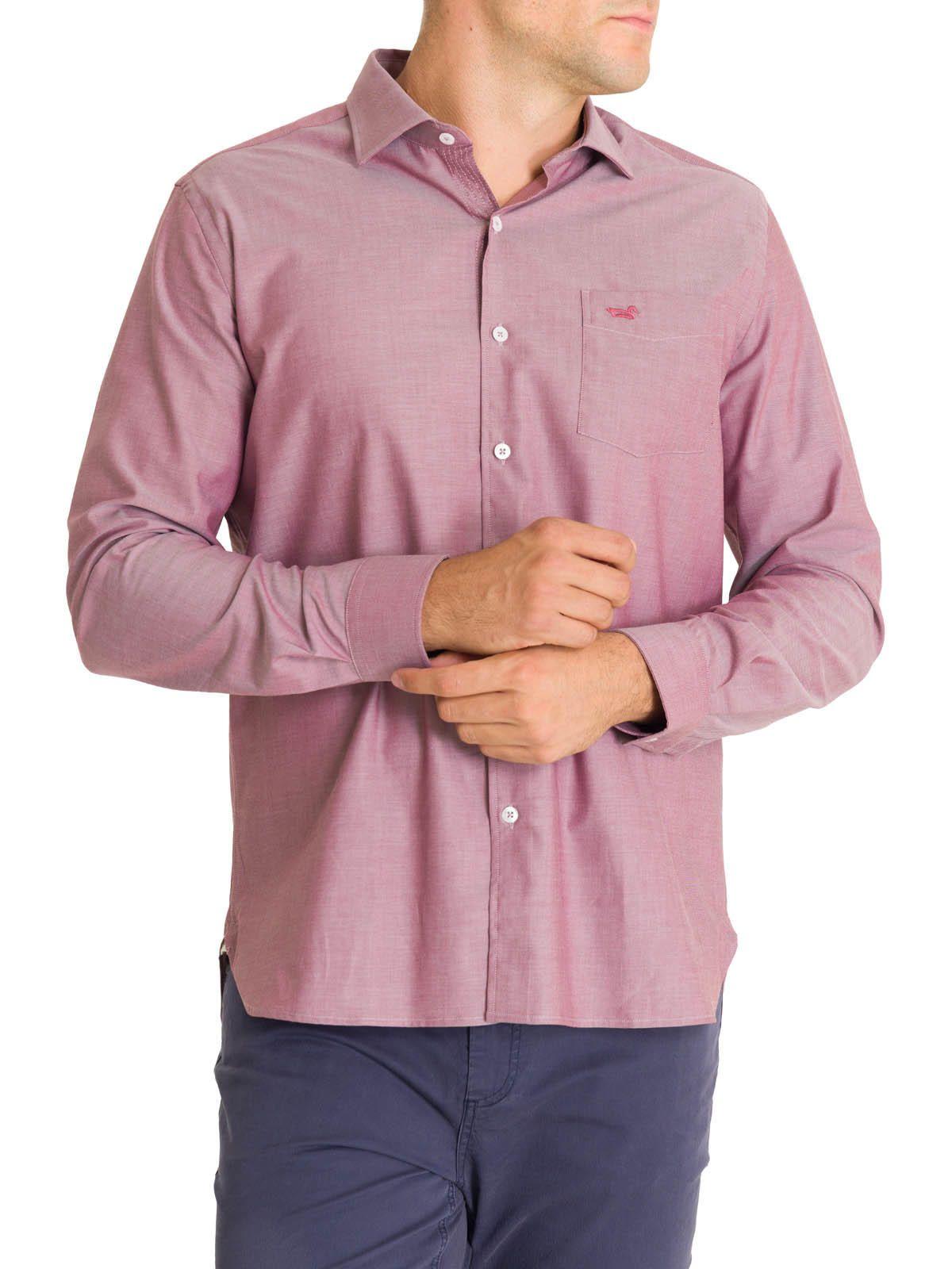 Camisa Algodón Hombre Woolsolid Rojo-4
