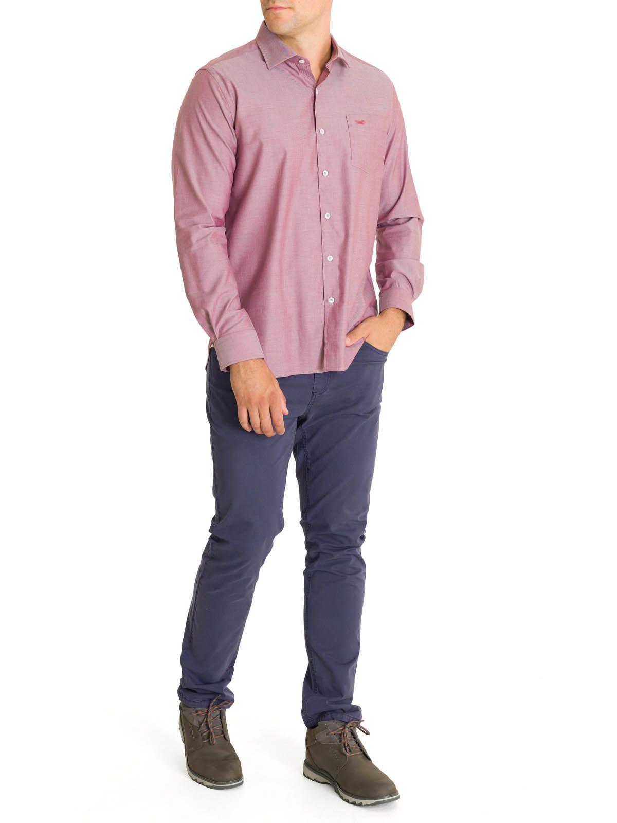 Camisa Algodón Hombre Woolsolid Rojo-8