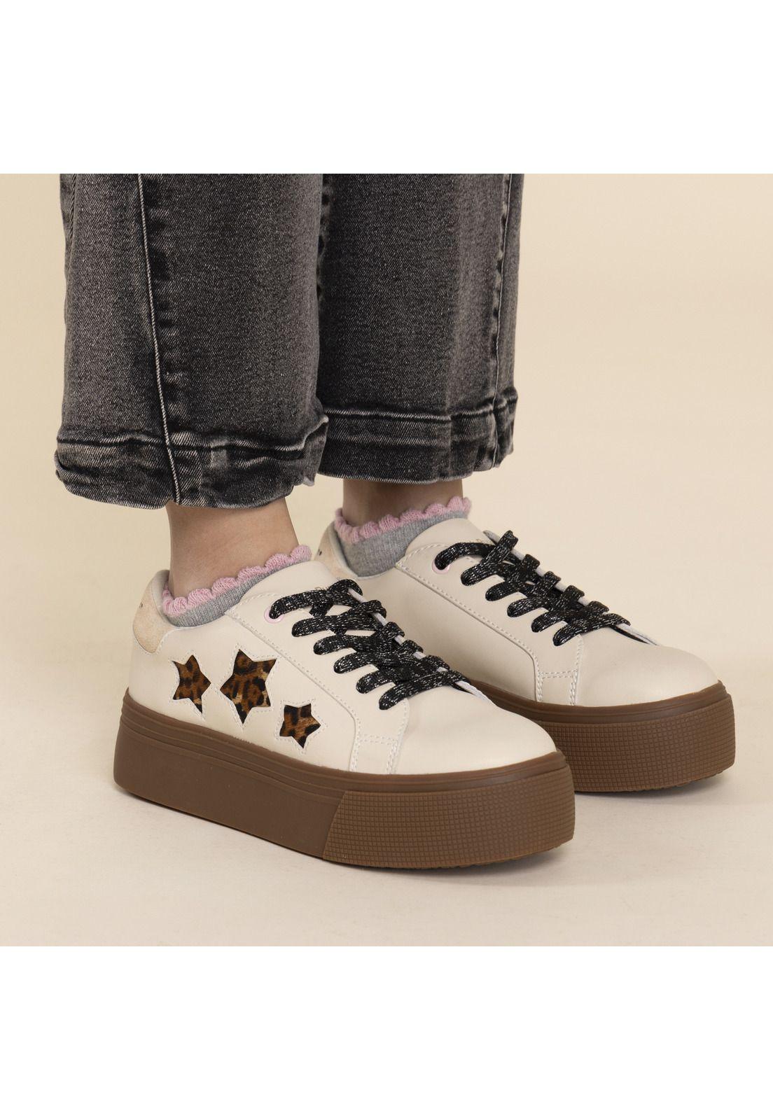 Zapatilla Cuero Niña Quens Beige-1